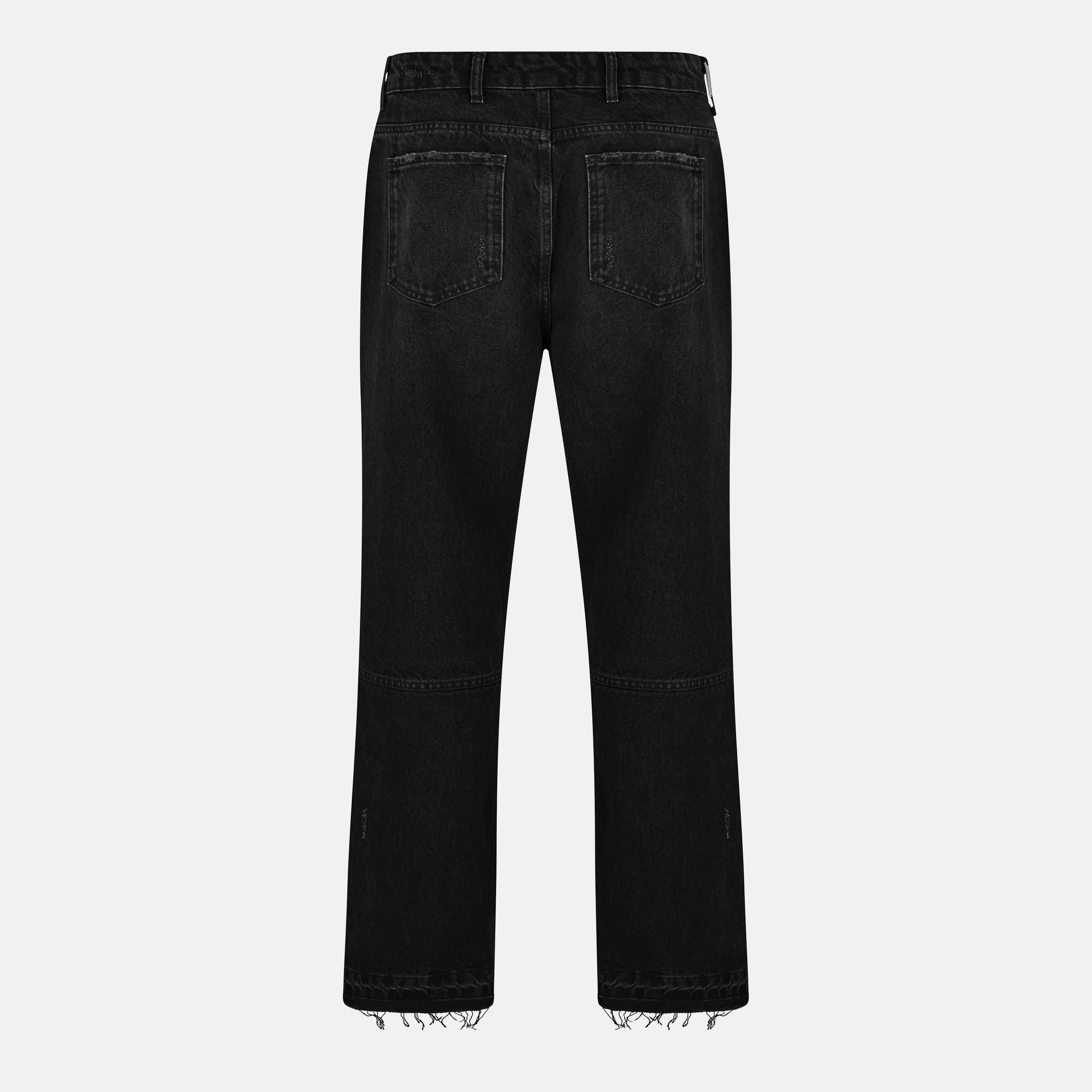 Hem Denim Straight Leg Jeans