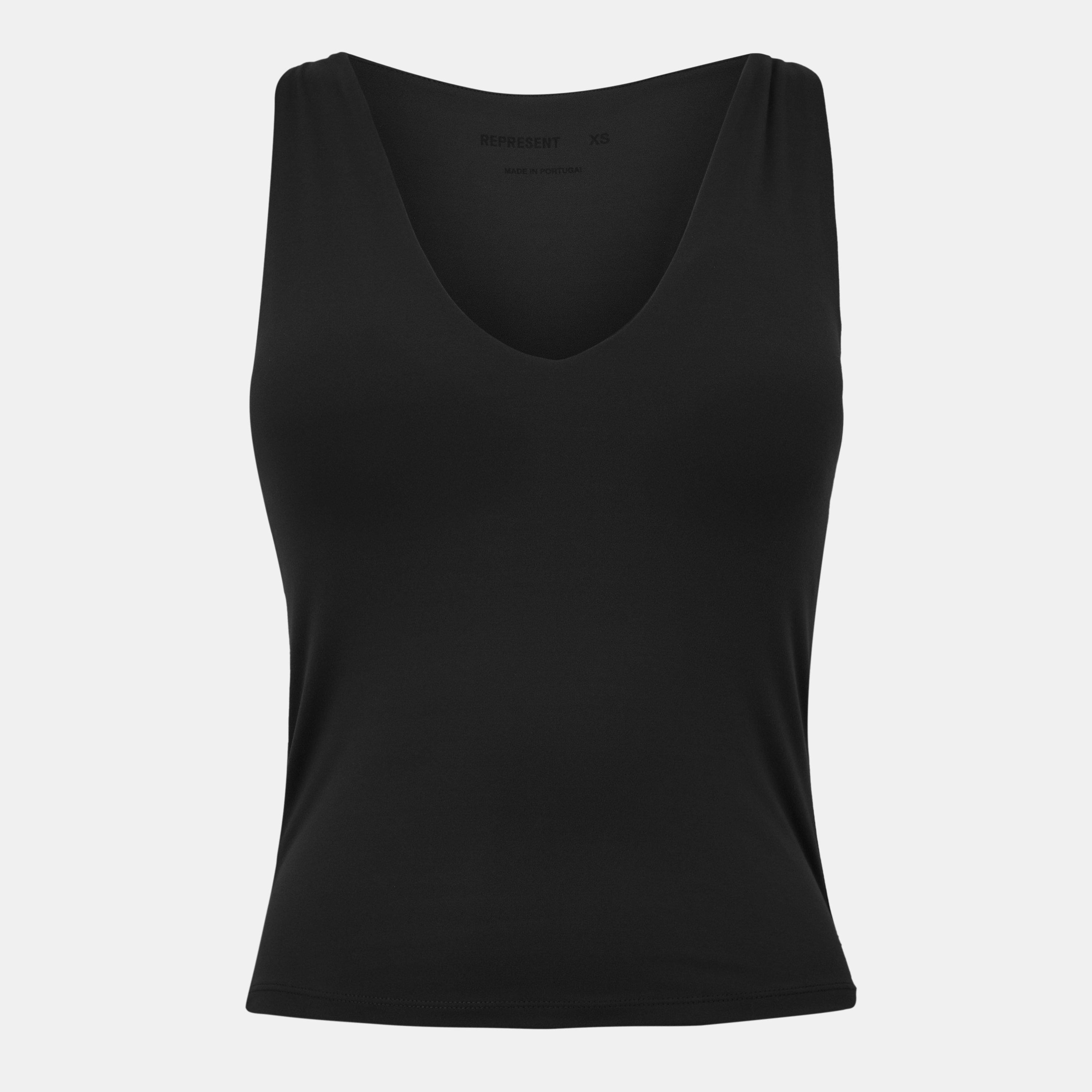 V-Neck Built-In Bra 4-Way Stretch Slim Fit Tank Vest