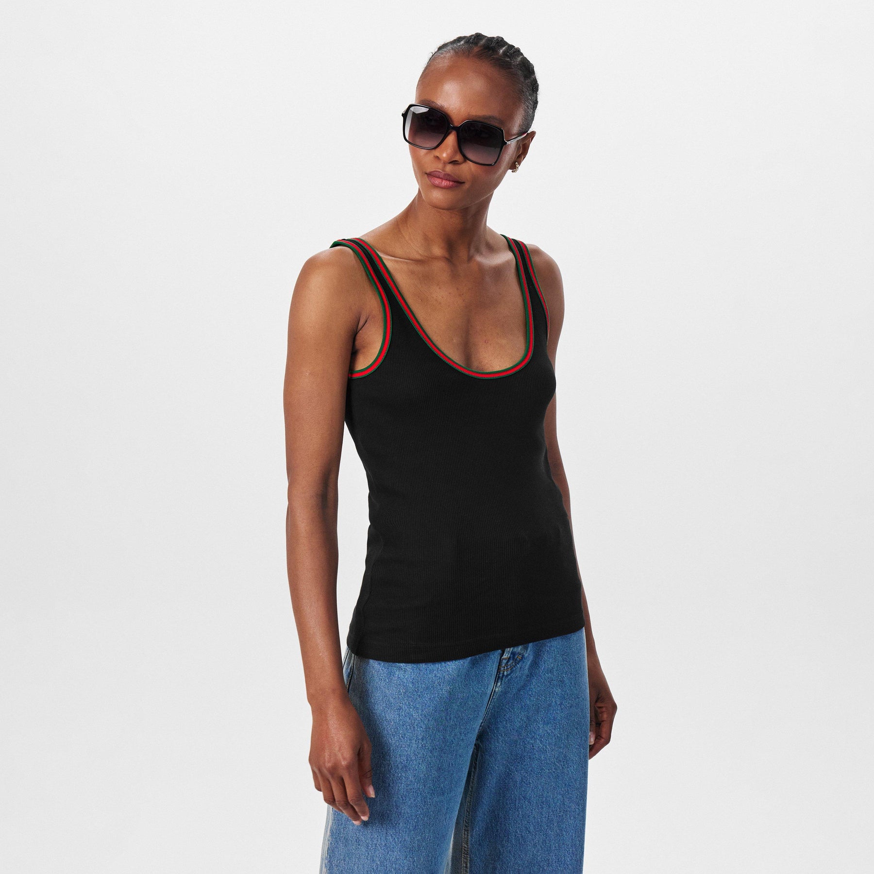 Cotton Rib Tank Top With Web
