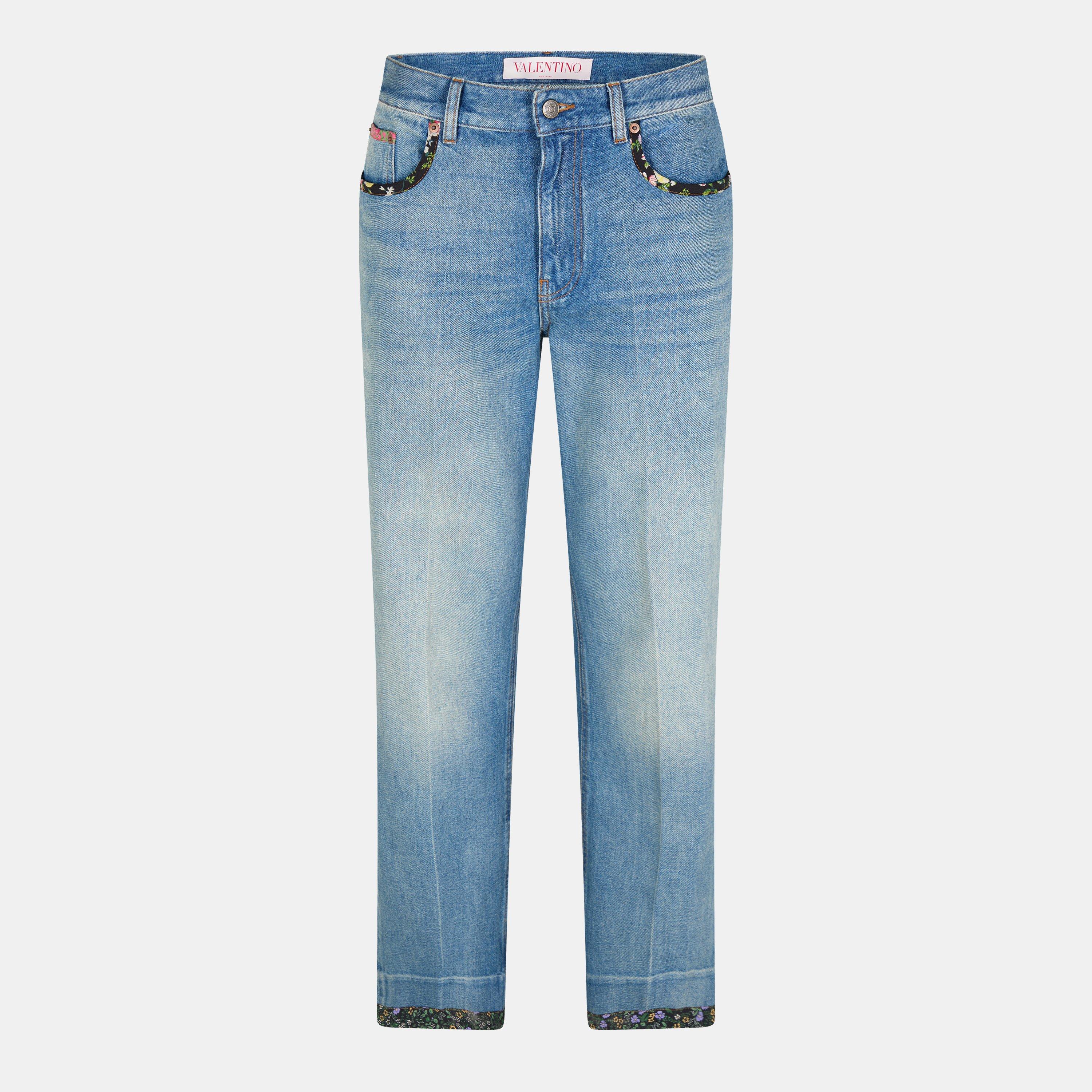Solid Straight Leg Jeans