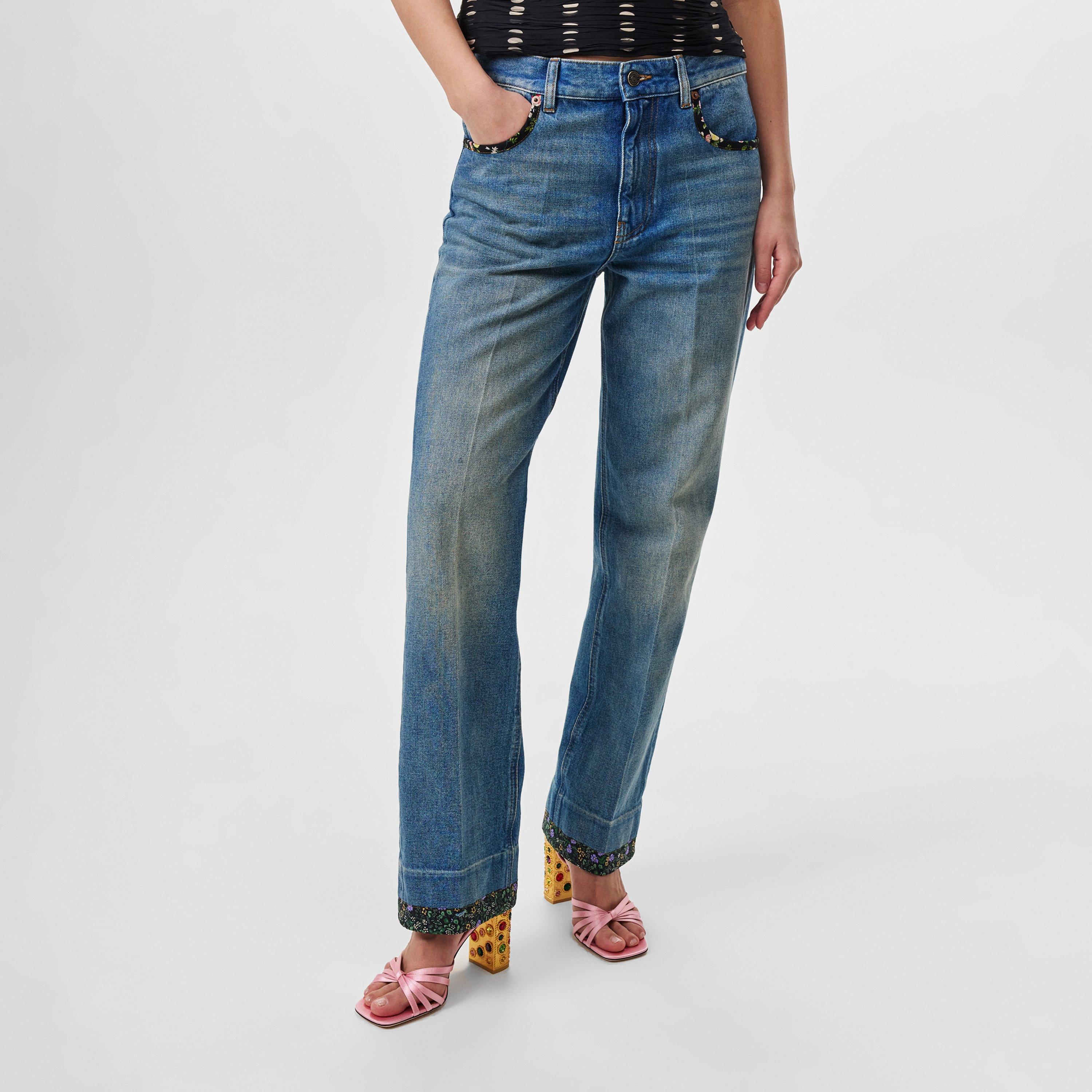 Solid Straight Leg Jeans