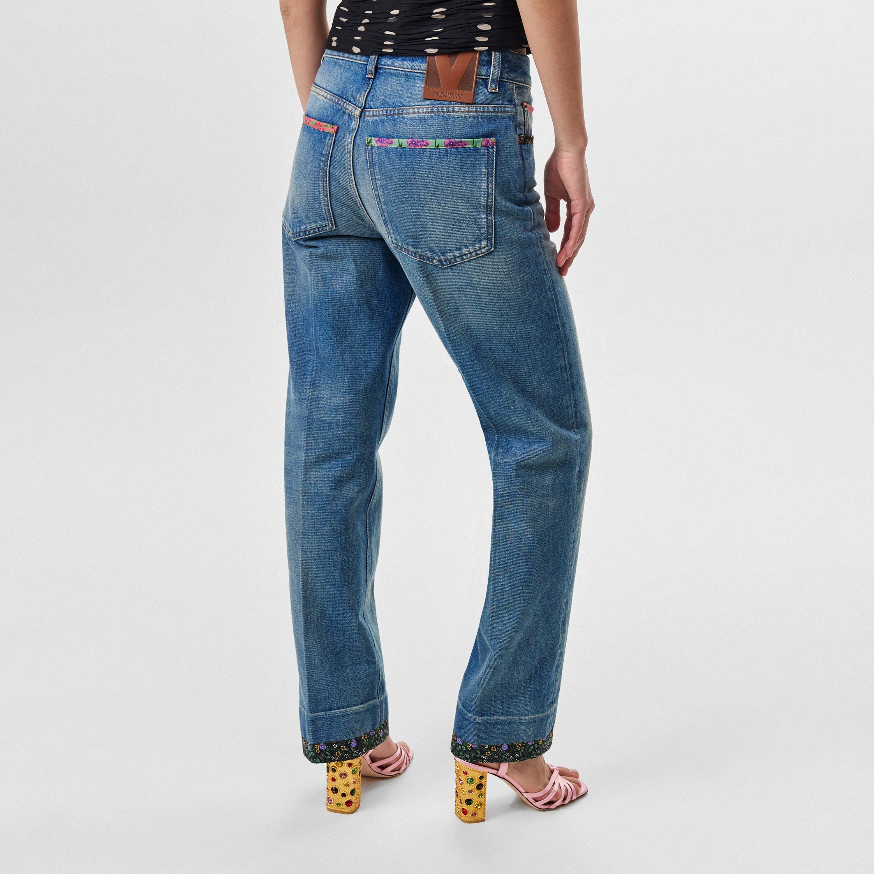 Solid Straight Leg Jeans
