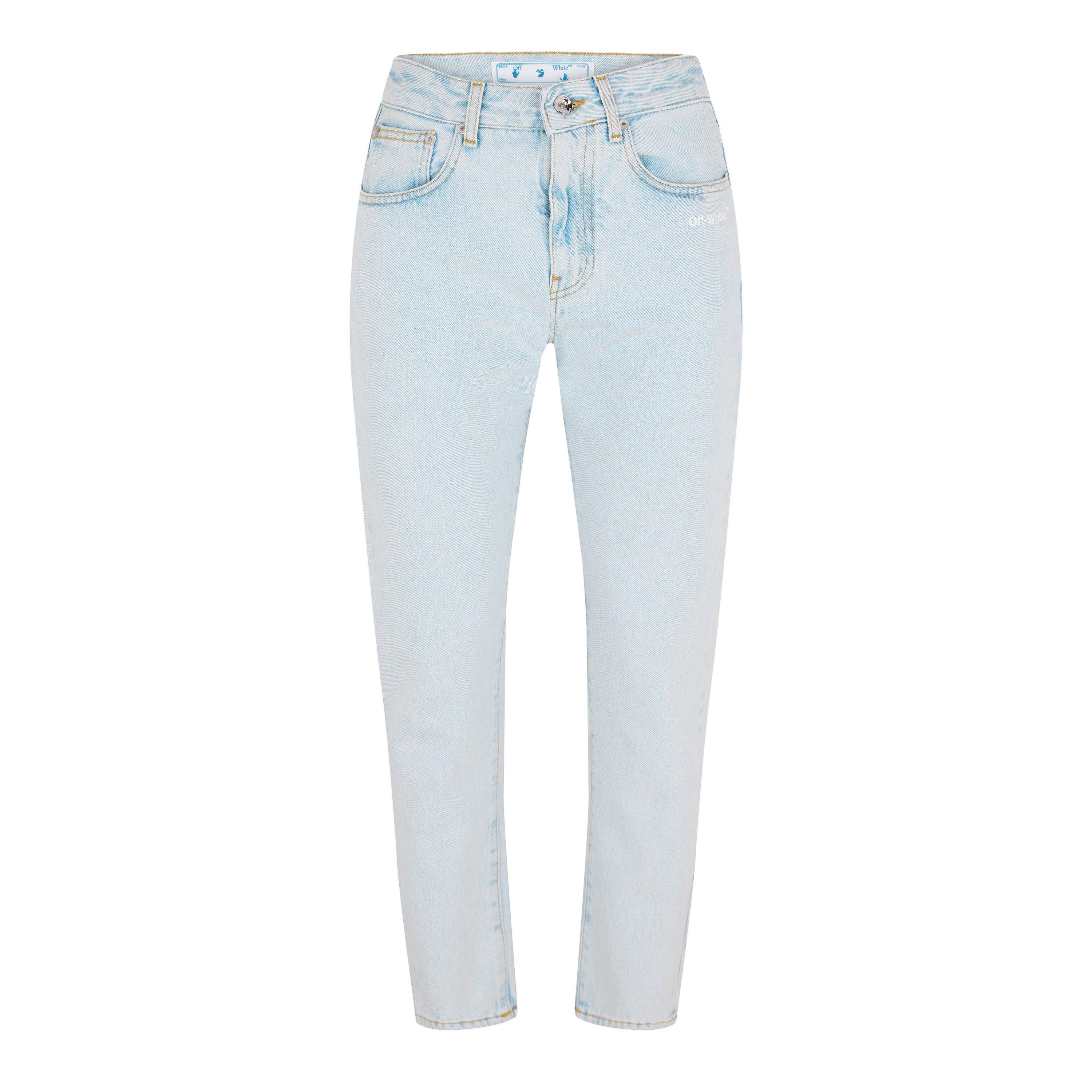 Cropped Logo Cotton Straight Leg Jeans
