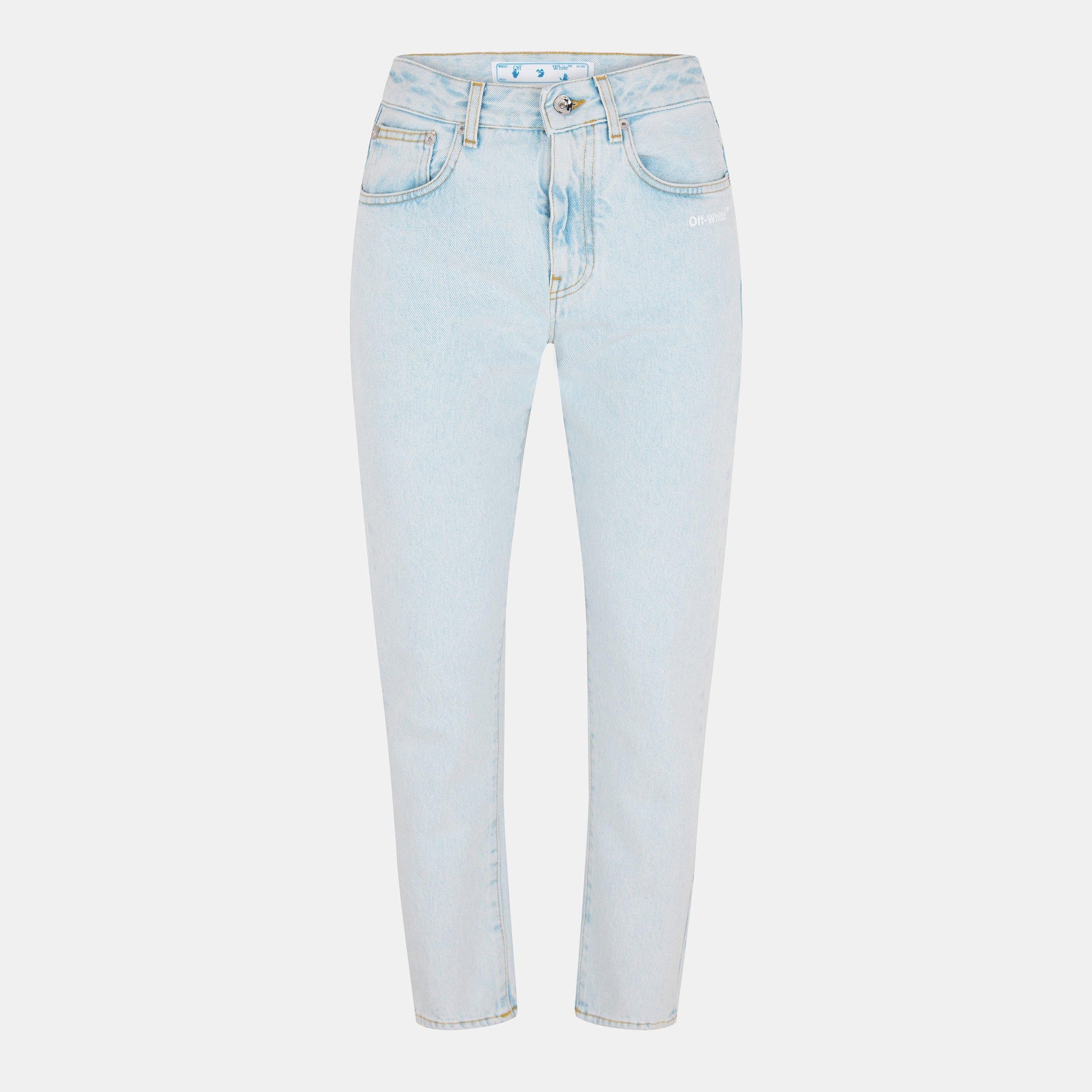 Straight Leg Cropped Logo Jeans