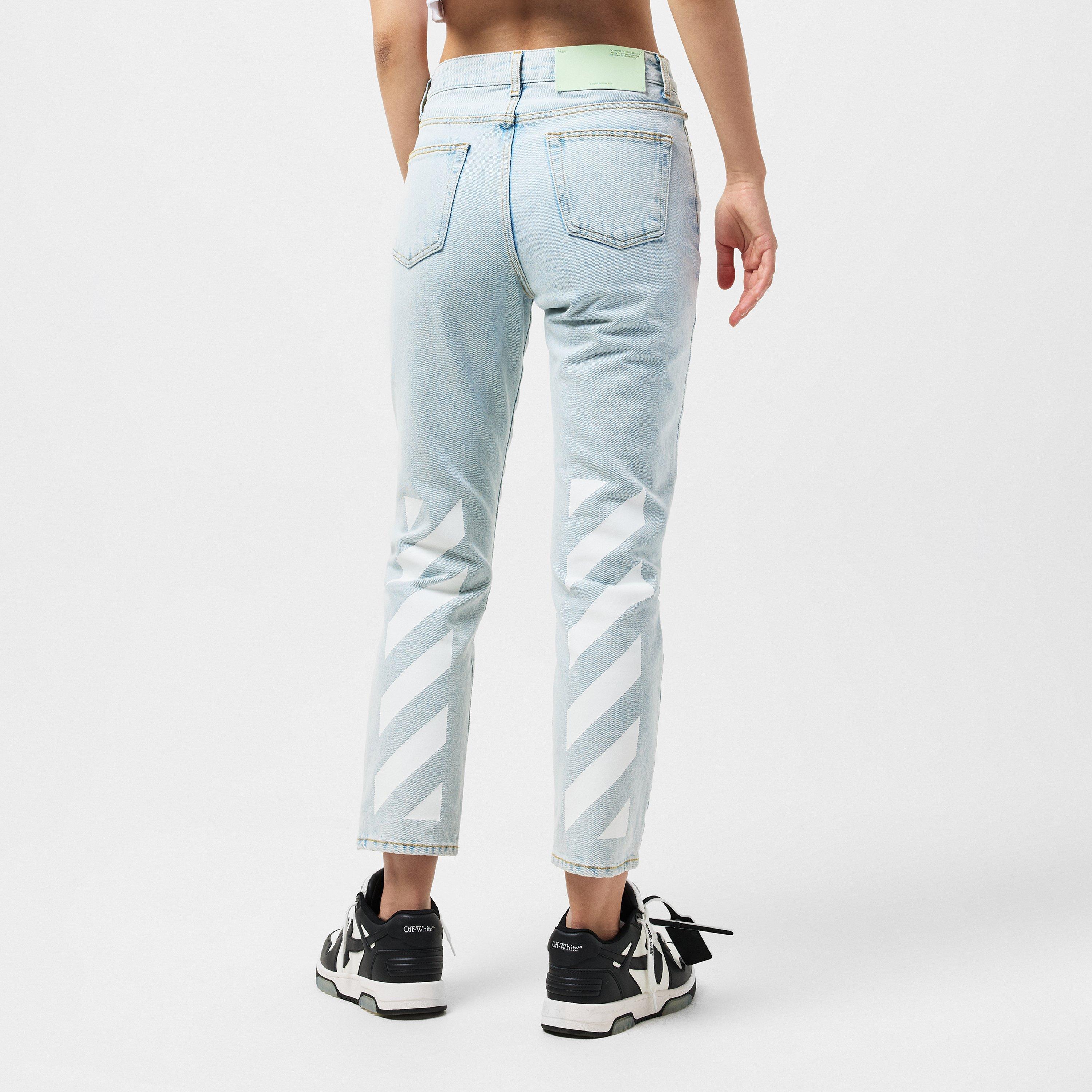 Cropped Logo Cotton Straight Leg Jeans