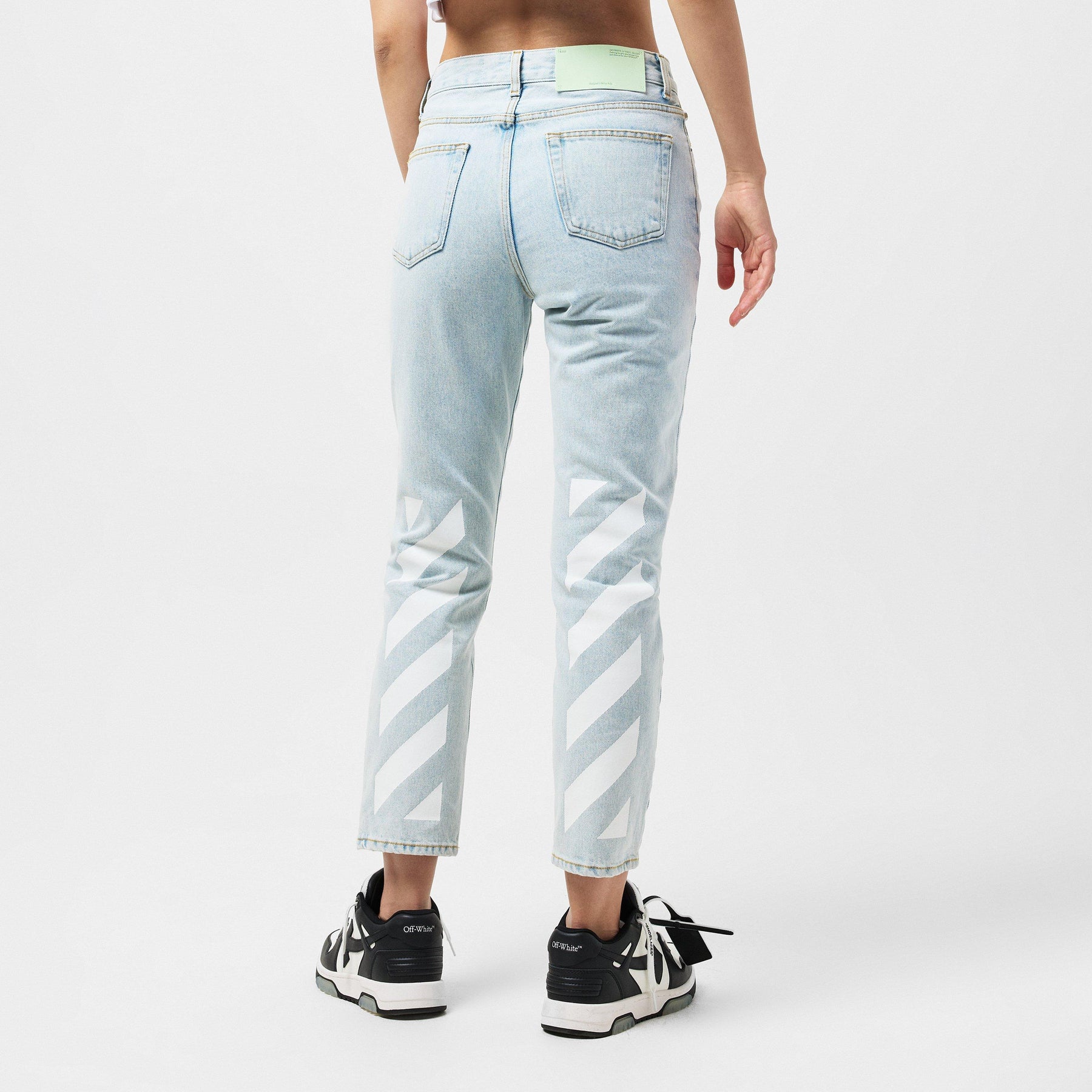 Straight Leg Cropped Logo Jeans