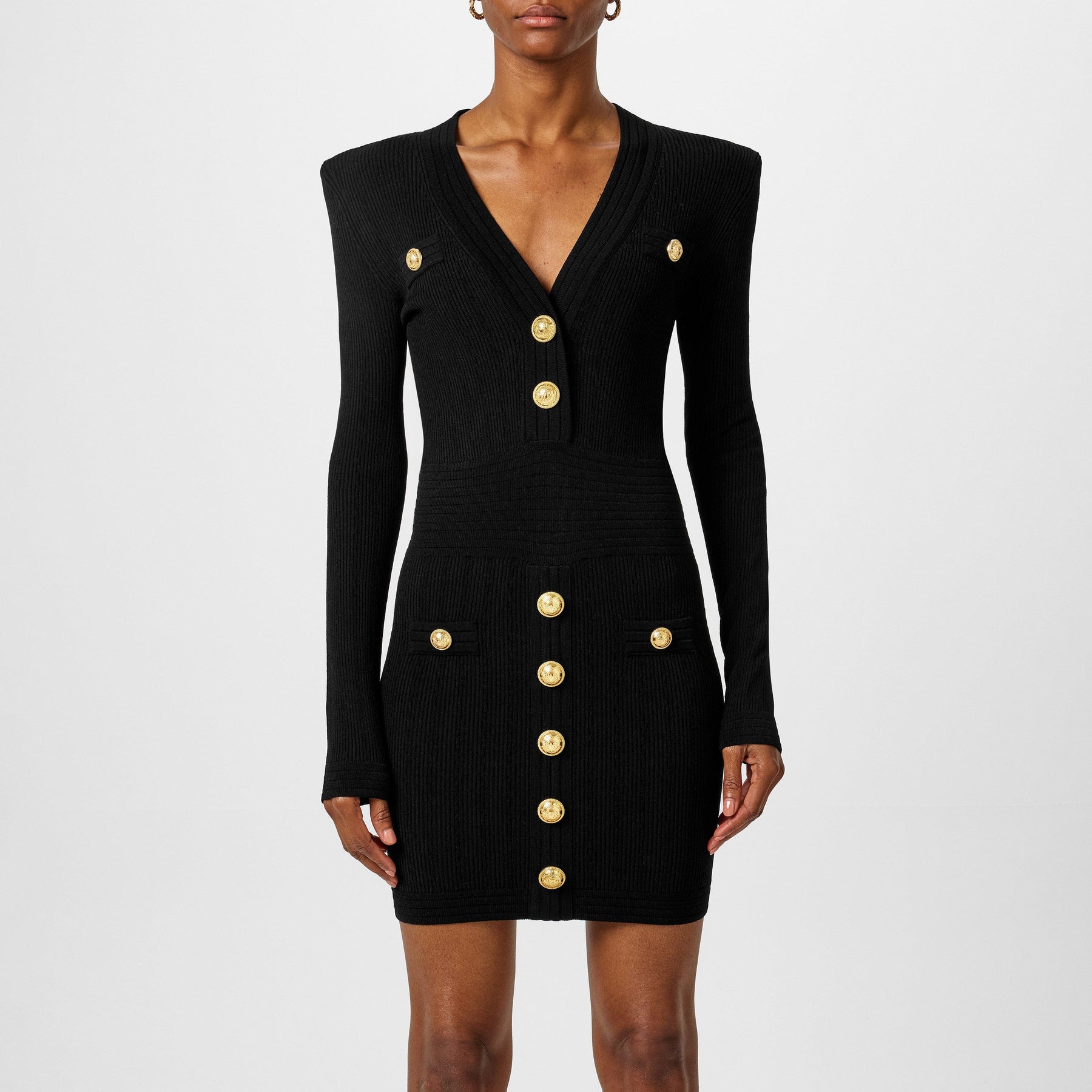 Knitted Gold Button Dress