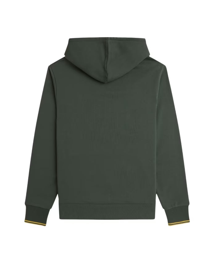 Fred Perry Green Hoodie with Double Stripe Detail