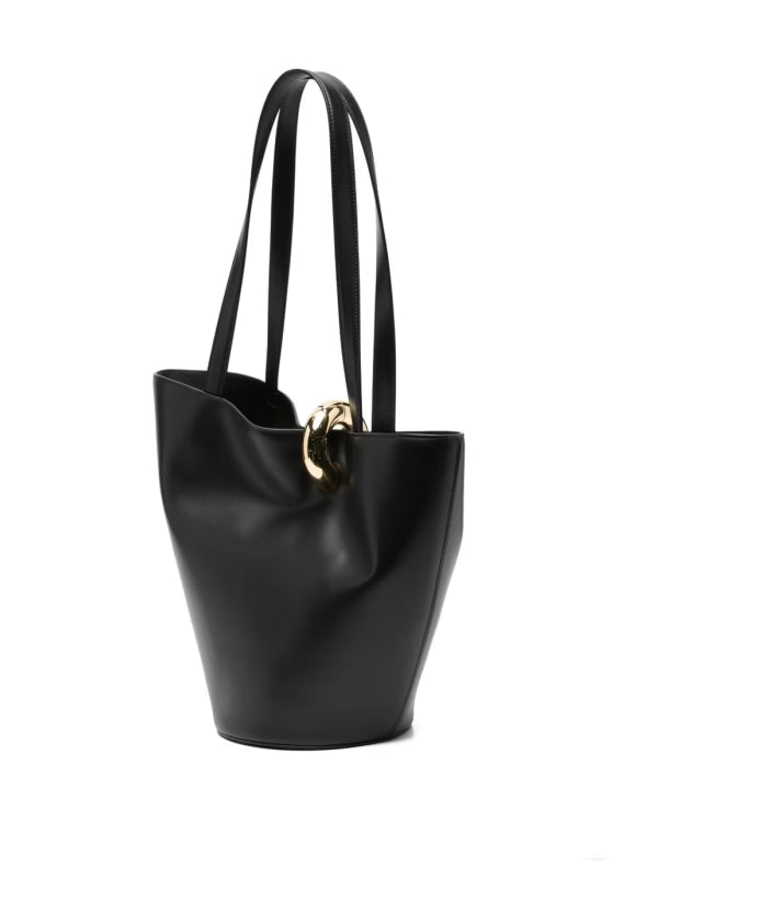 Black Top Handle Bag with Gold Logo