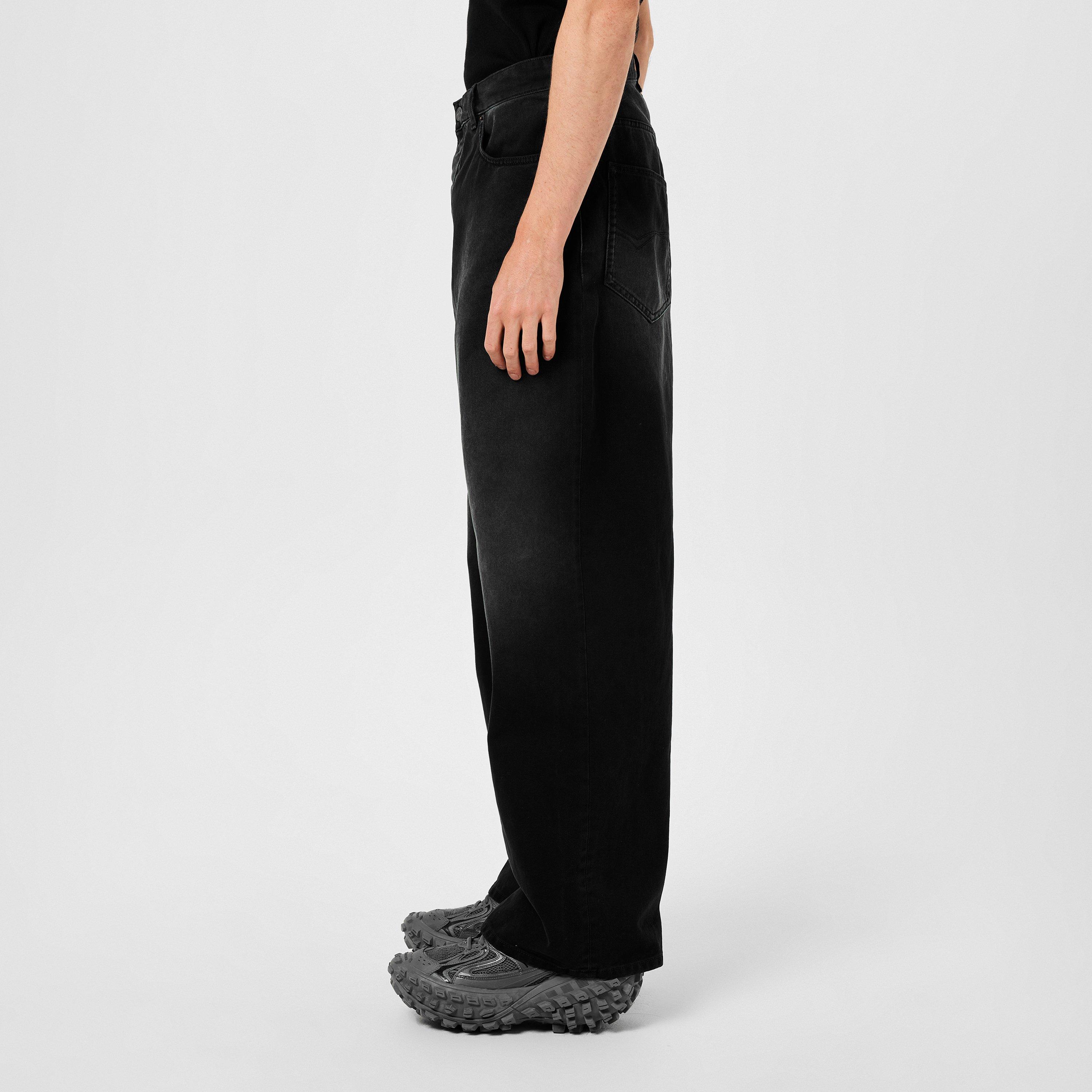 Denim Size Sticker Baggy Trousers