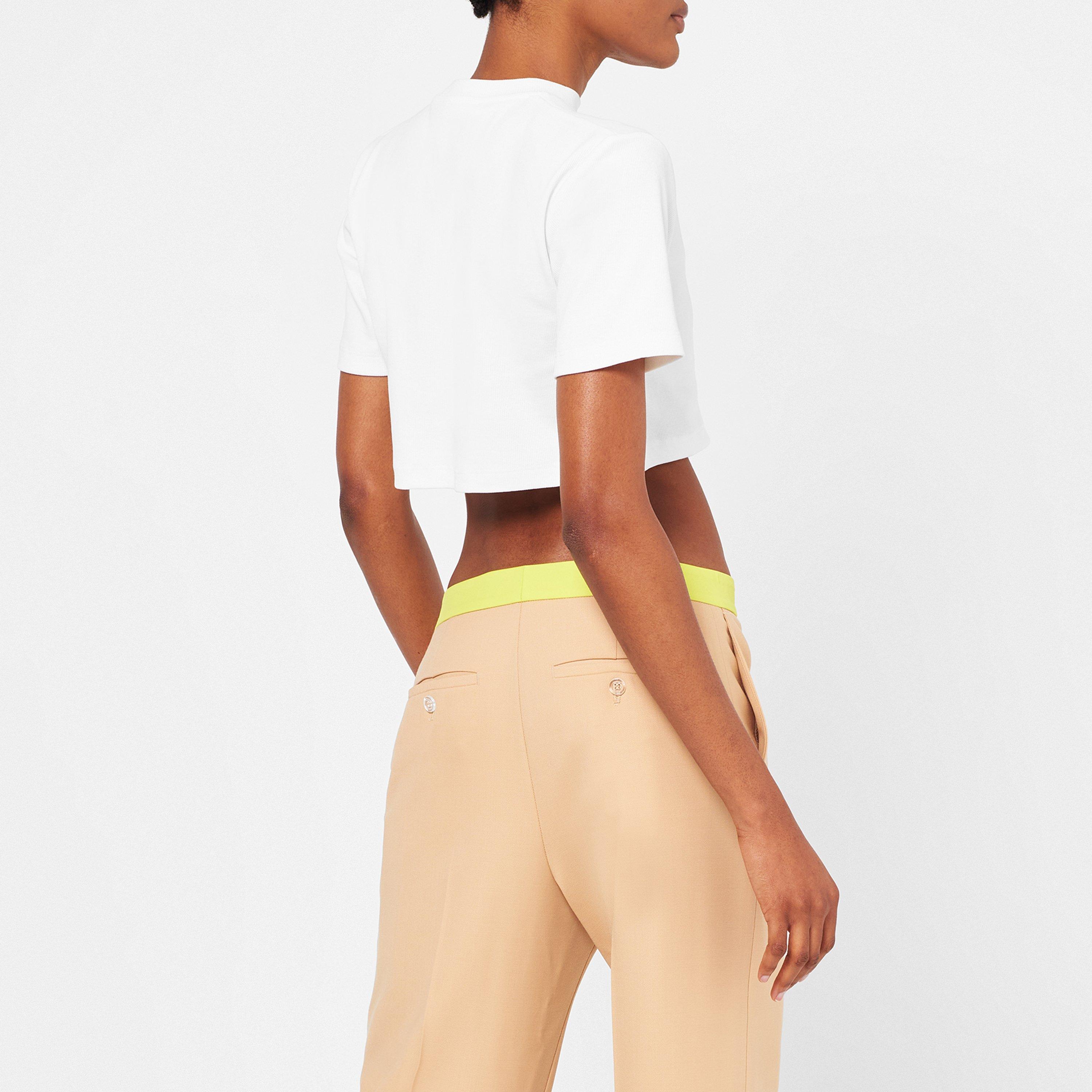 - Stamp Rib Cotton Short Sleeve Slim Fit Cropped Crop Top