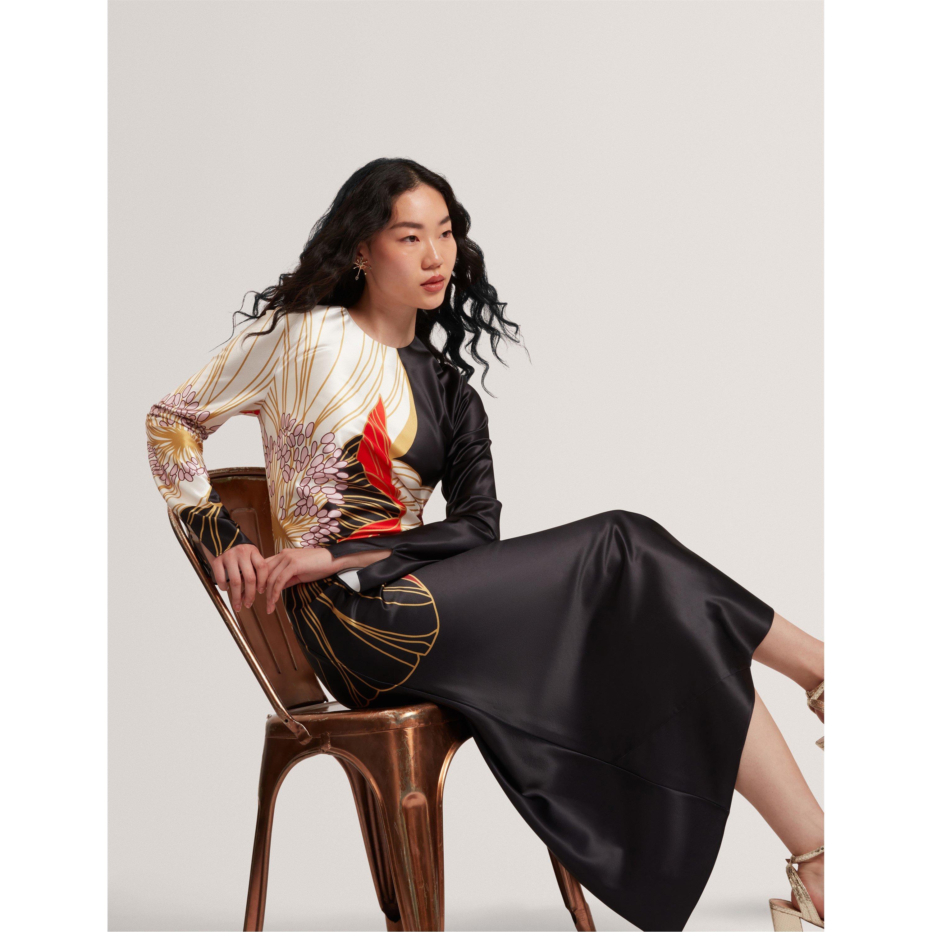 Long-Sleeve Midi Tea Dress
