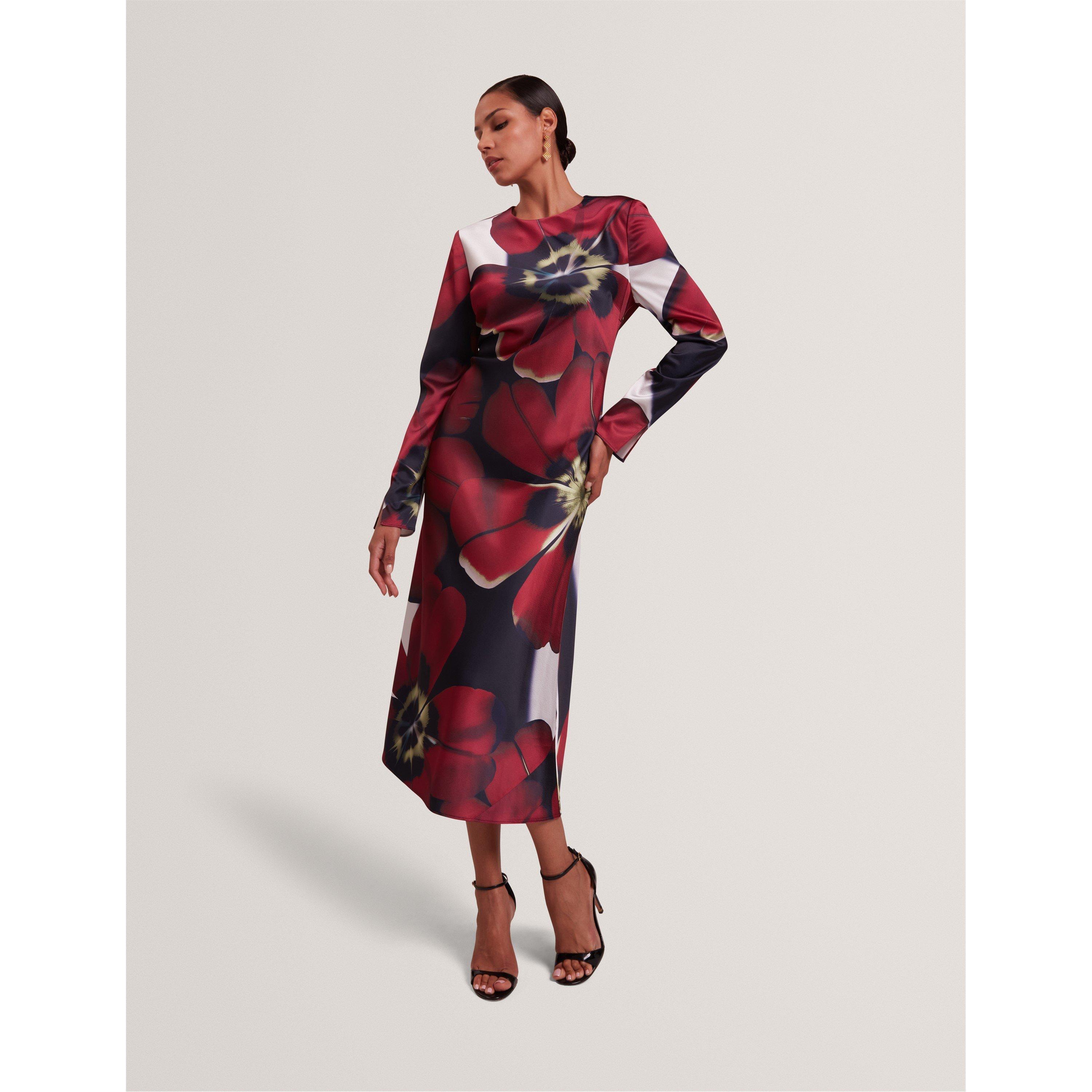 Long Sleeve Print Tea Dress