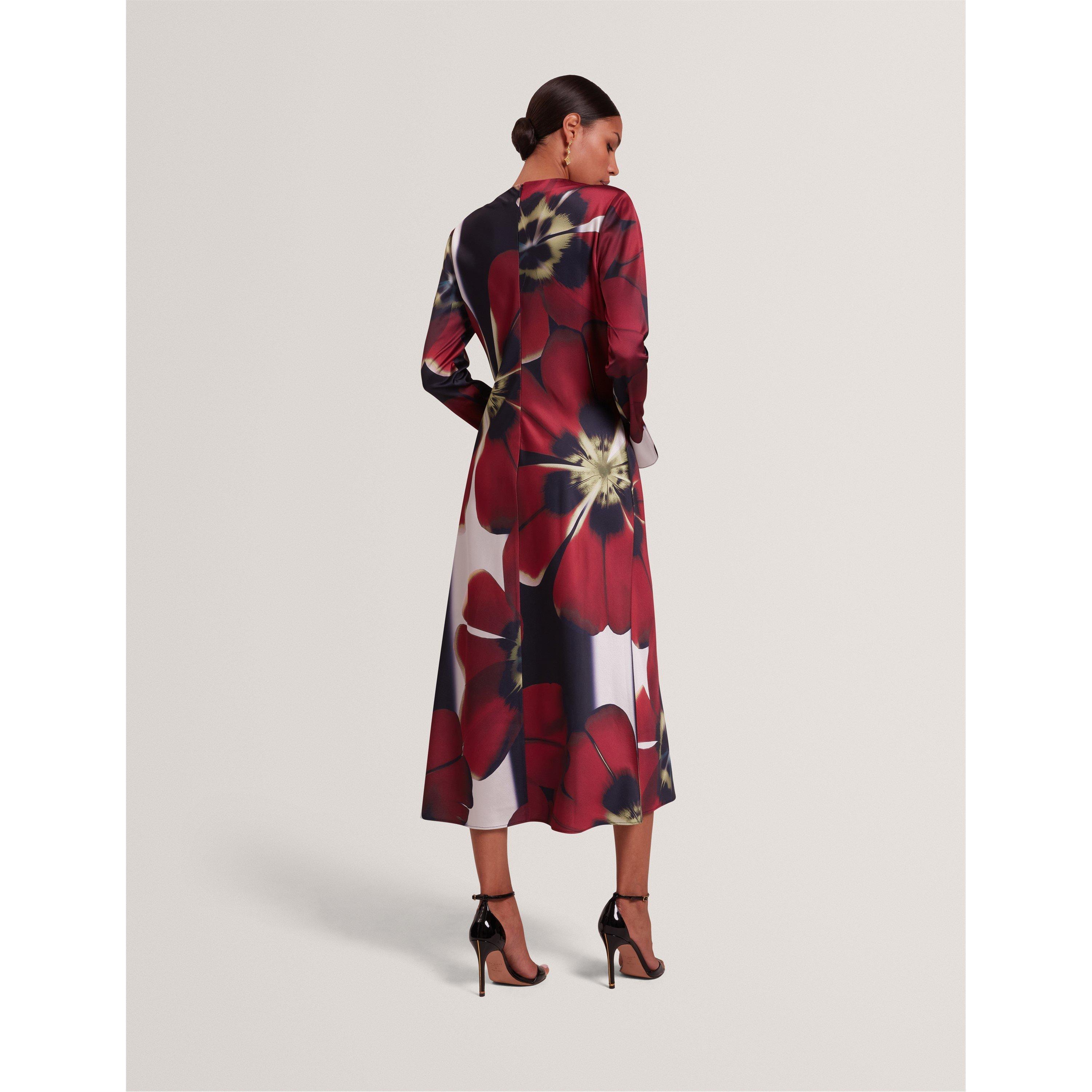 Long Sleeve Print Tea Dress