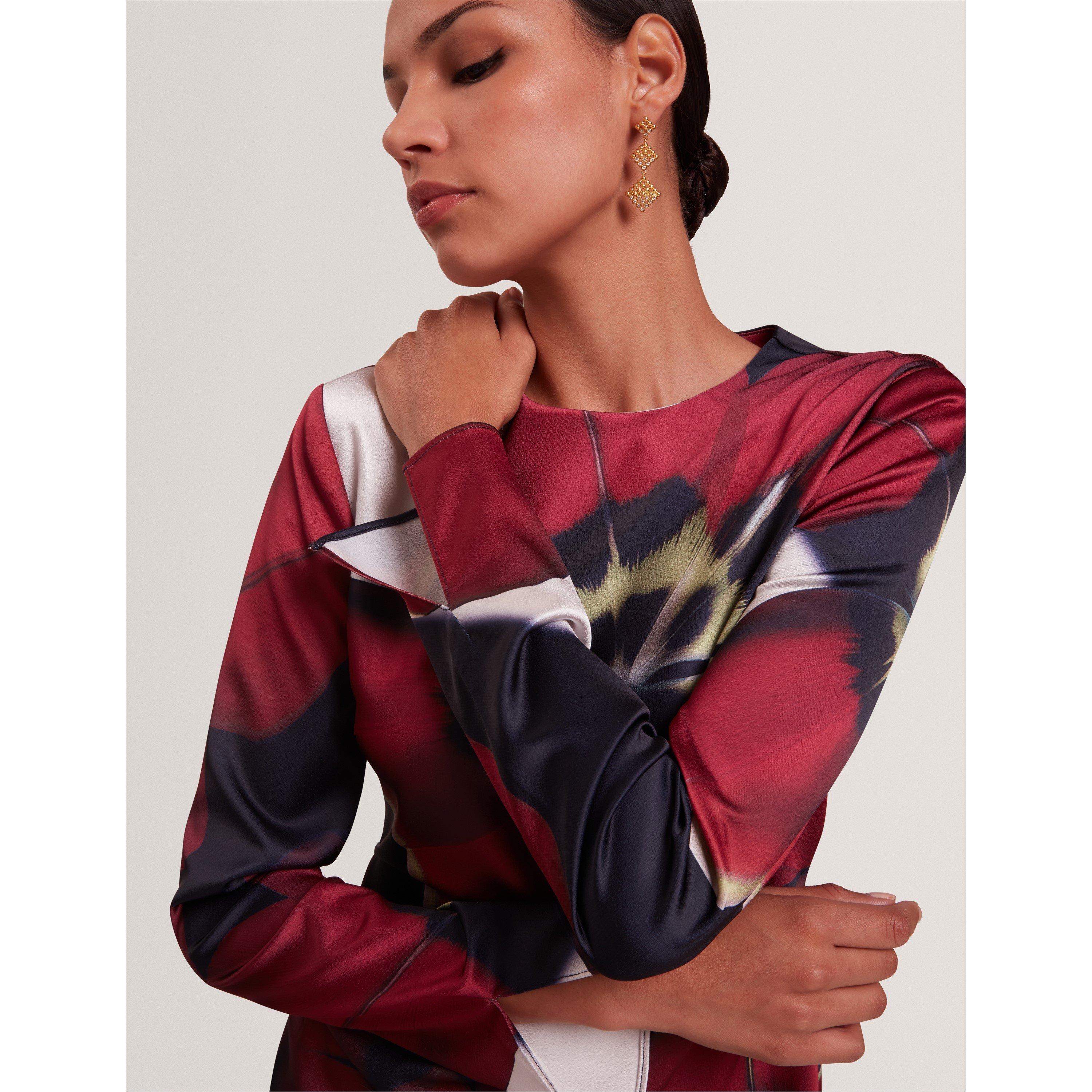 Long Sleeve Print Tea Dress