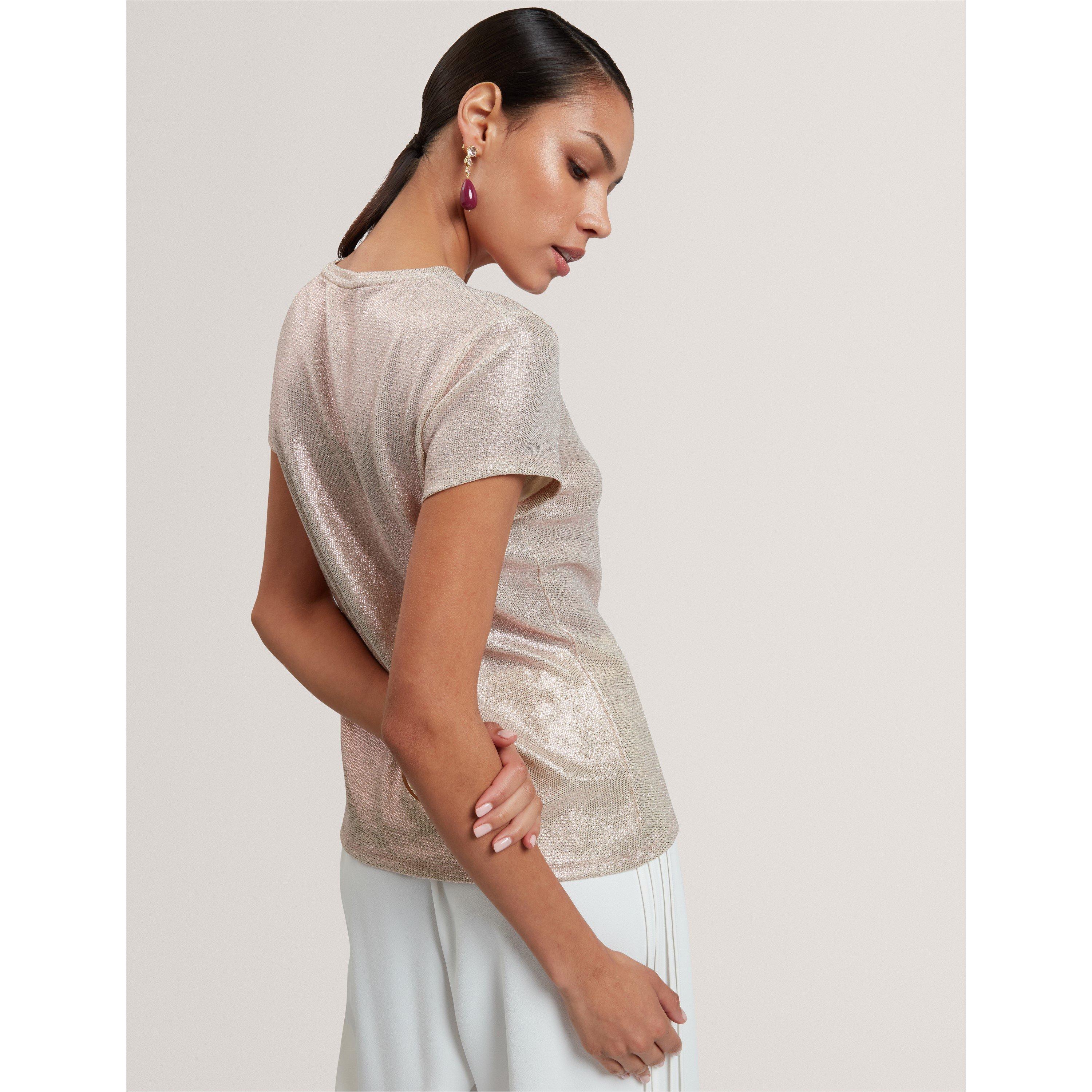 Metallic Short Sleeve Slim Fit T-Shirt