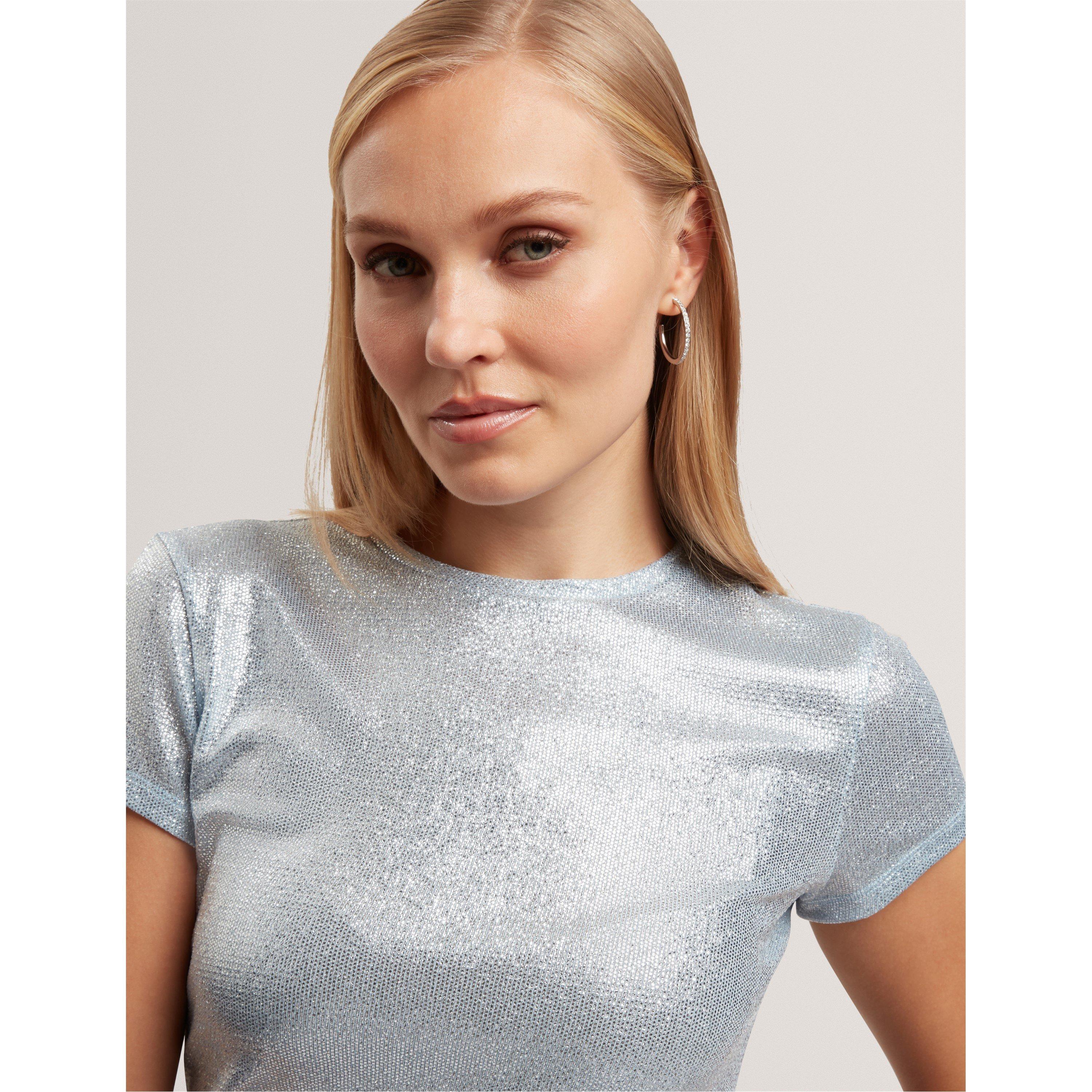Metallic Short Sleeve Slim Fit T-Shirt