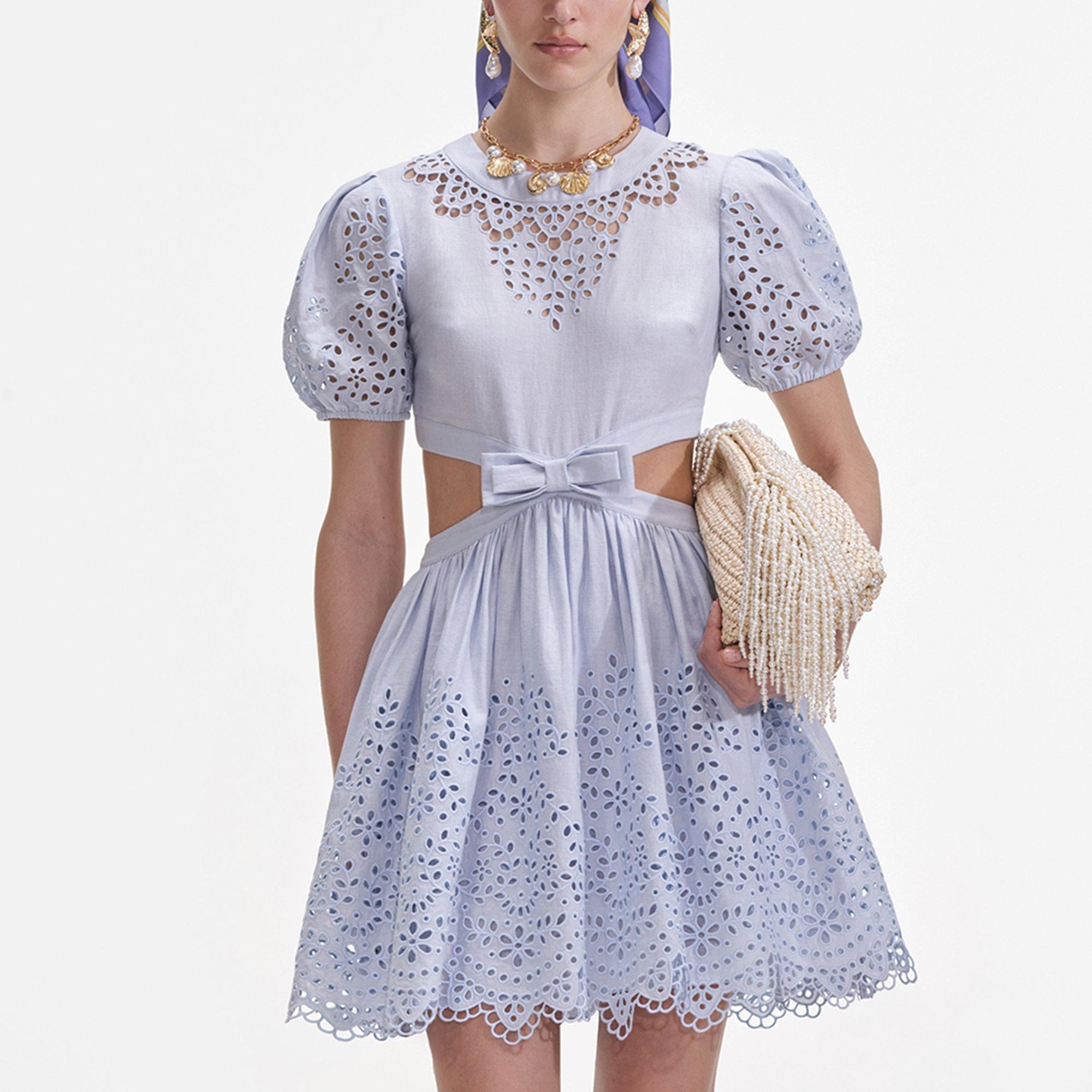 Brdrie Cut Mini Dress