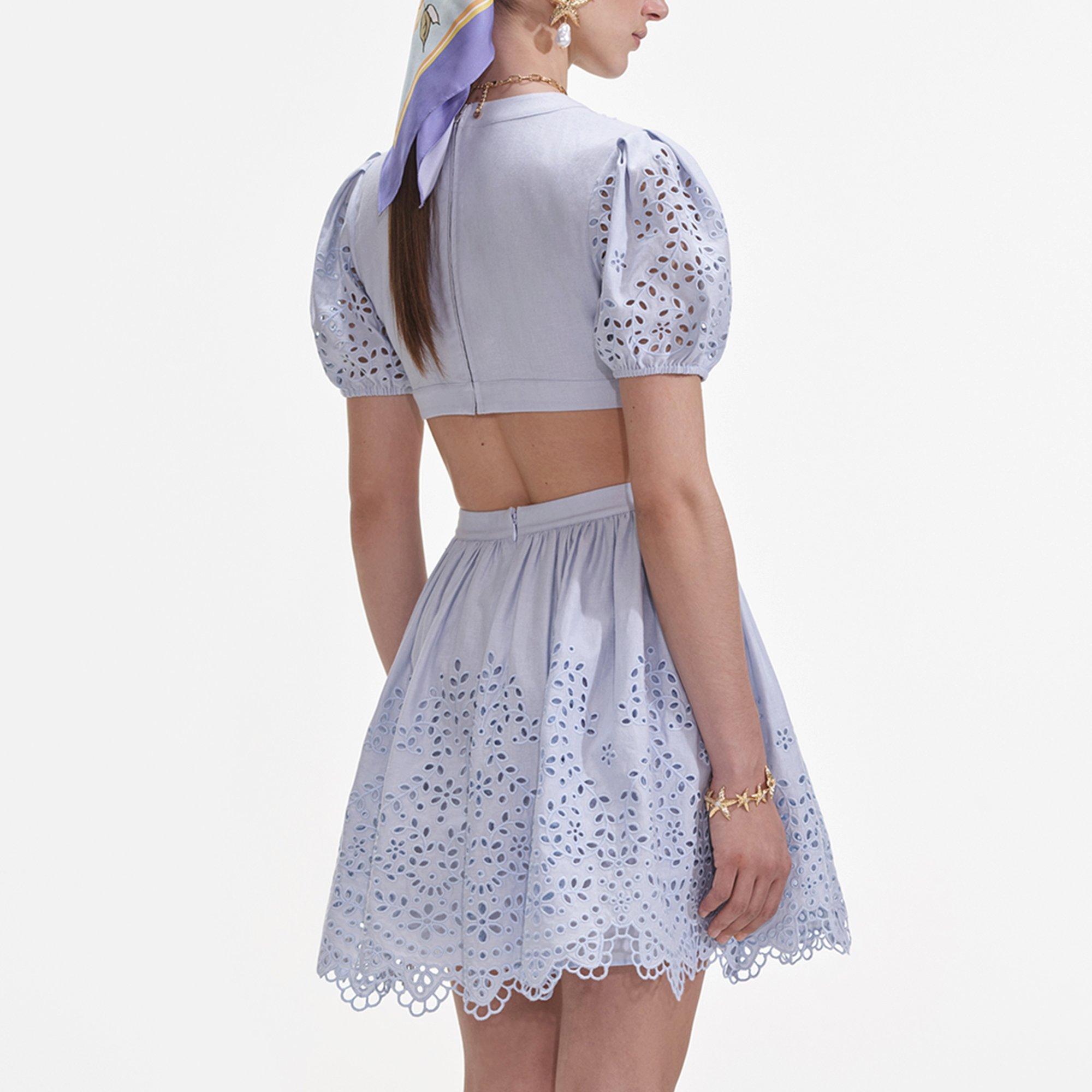 Brdrie Cut Mini Dress