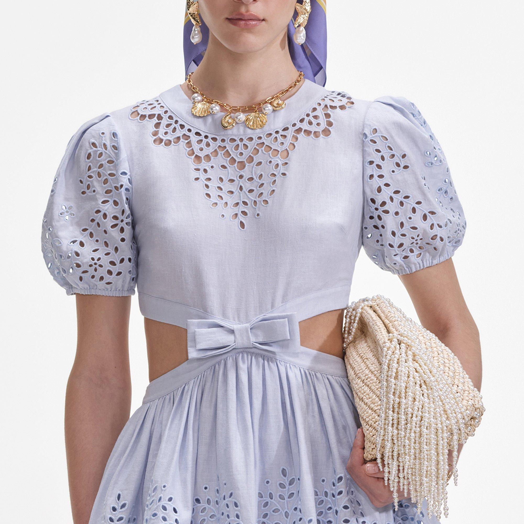 Brdrie Cut Mini Dress
