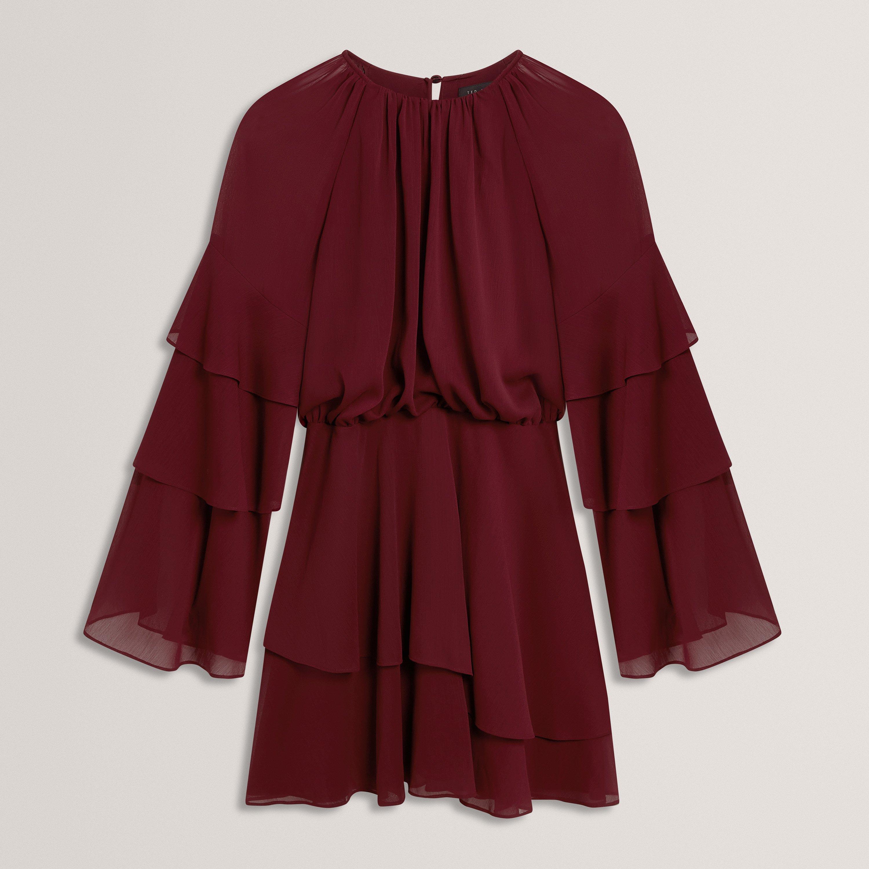 Ted Baker Frill Trim Long Sleeve Mini Dress