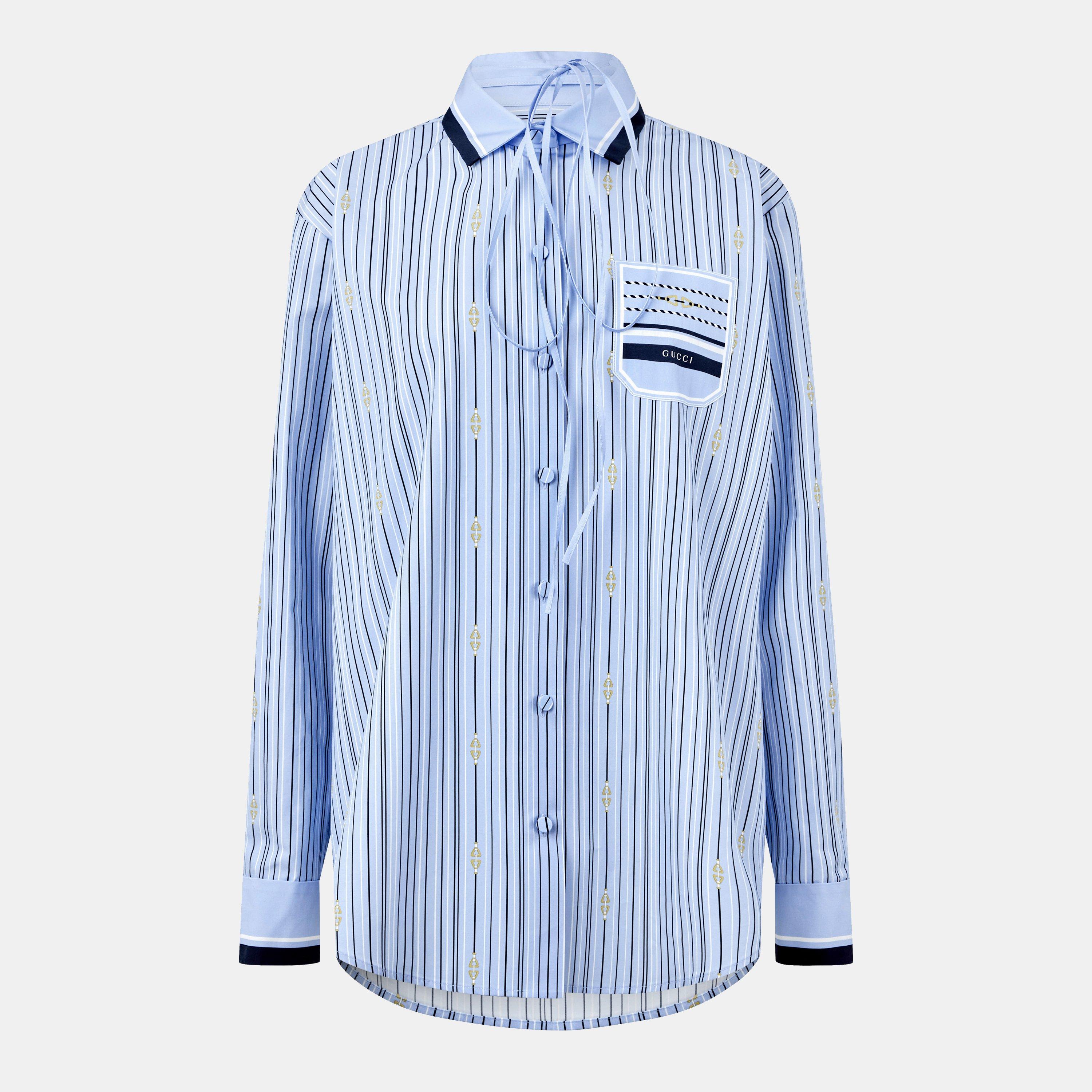 Horsebit Striped Cotton Shirt