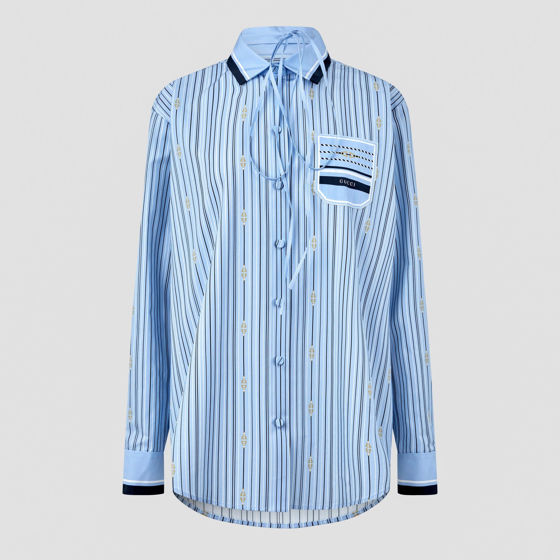 Horsebit Striped Cotton Shirt
