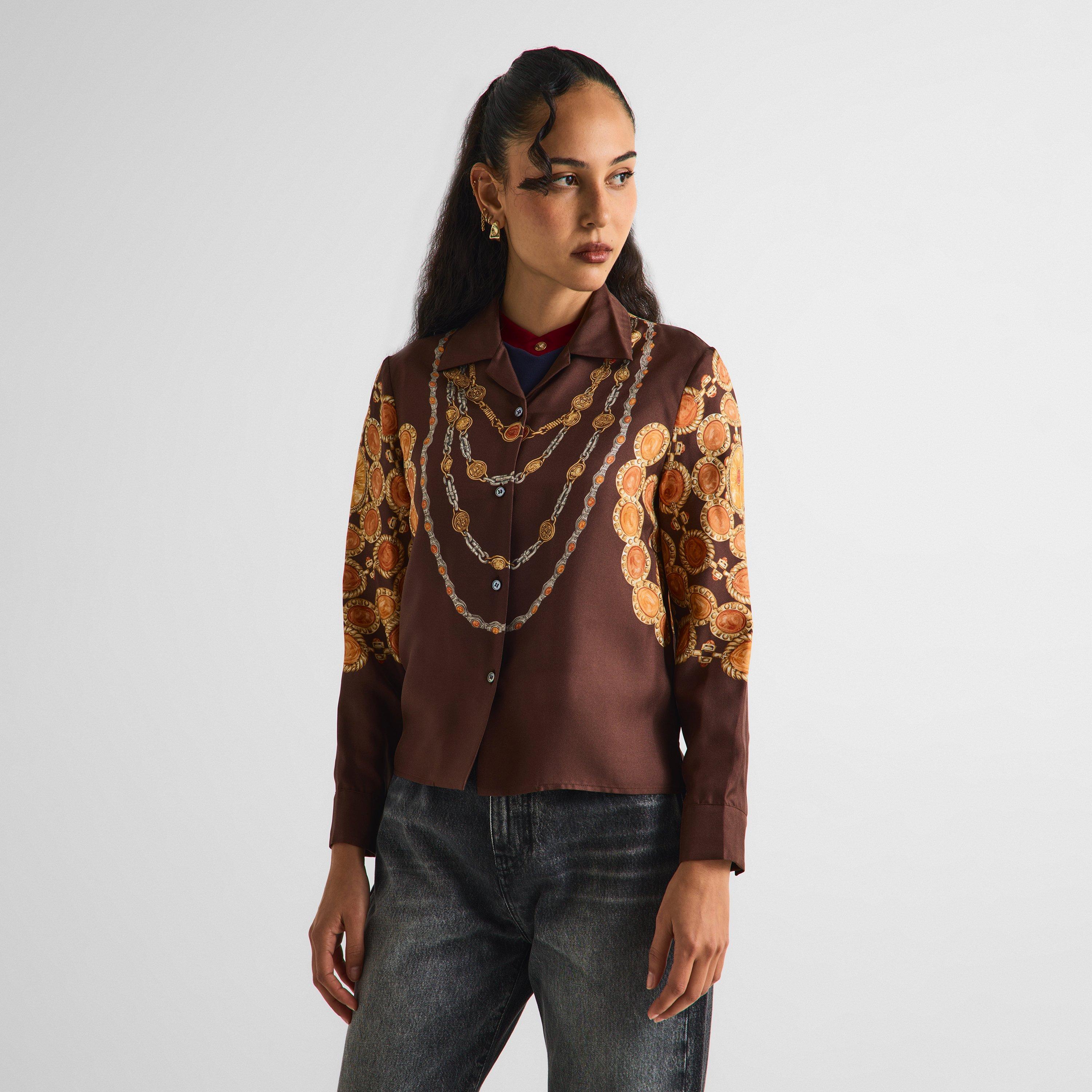 Silk Long Sleeve Patterned Shirt