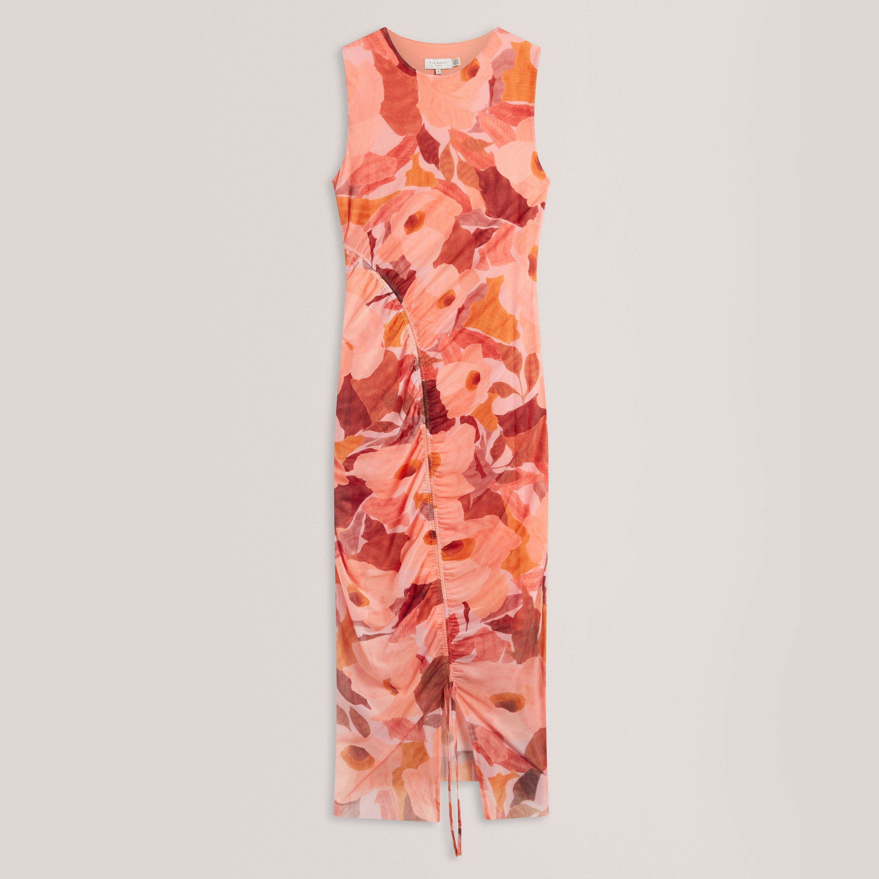 Garden Print Sleeveless Mesh Bodycon Dress