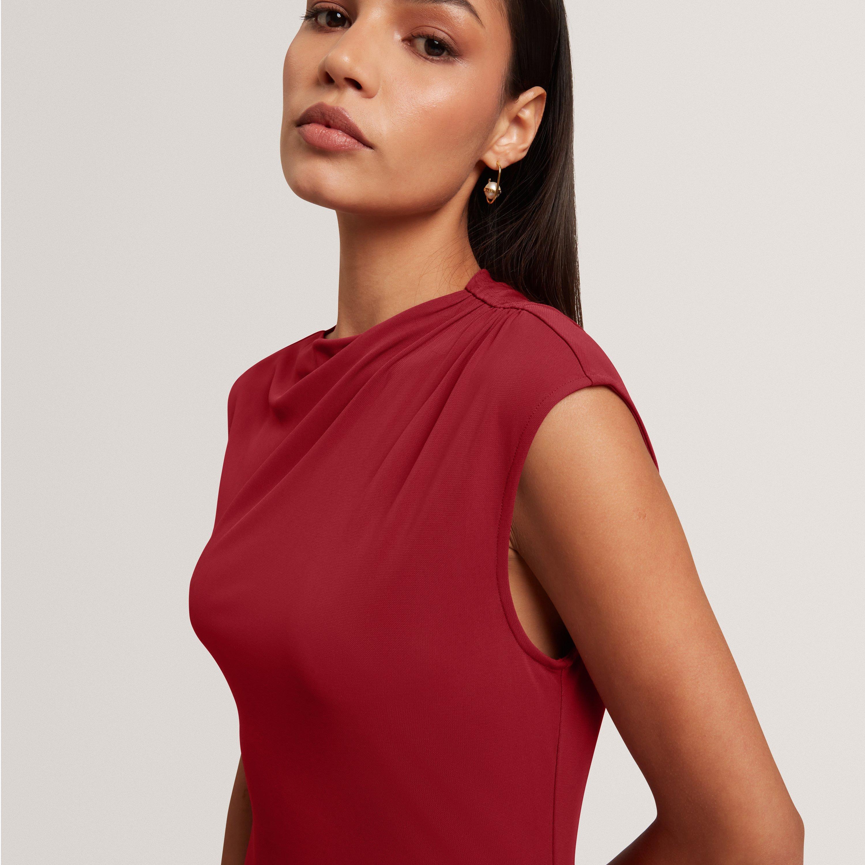 Printed Jersey Midi Dress With Satin Skirt