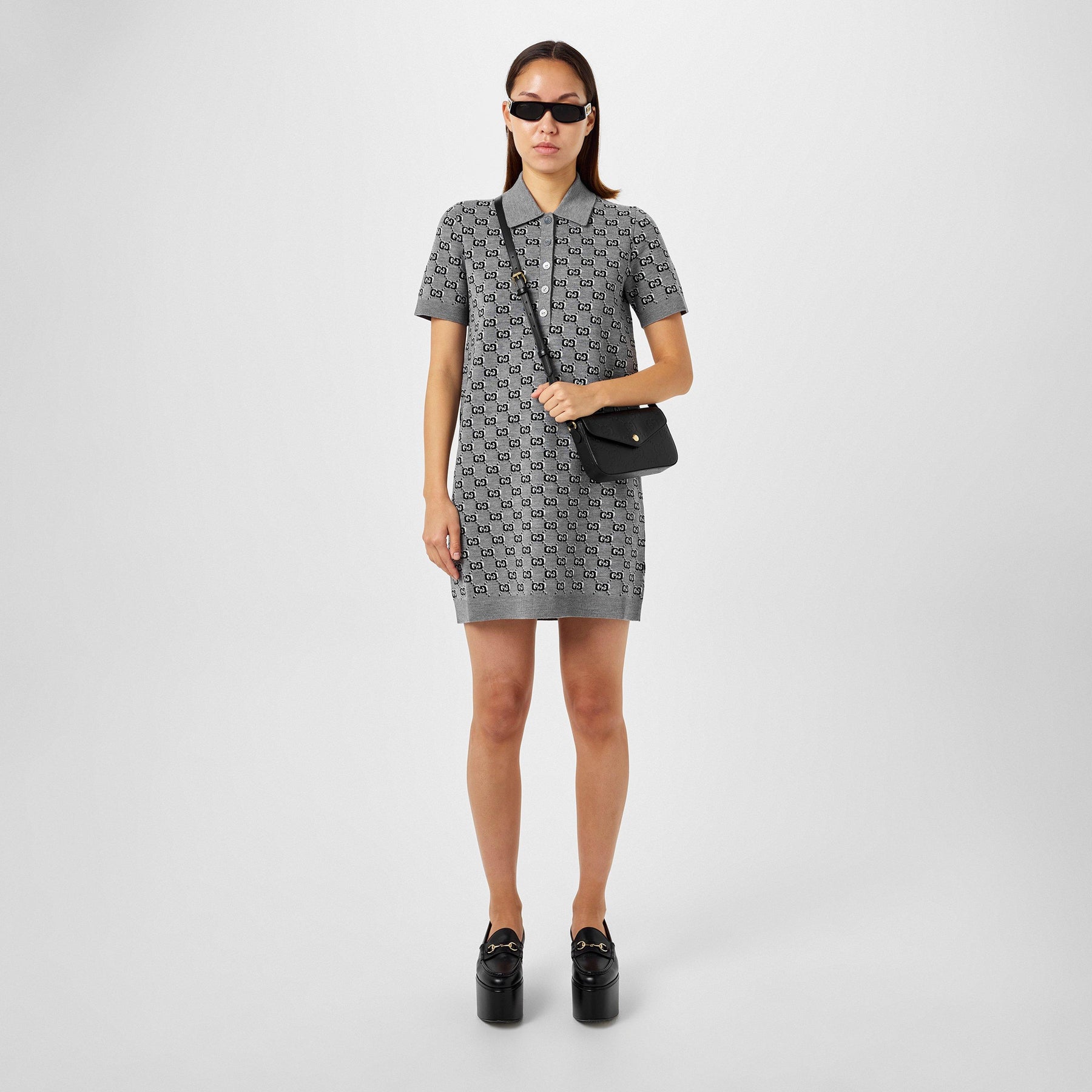 Women's Jacquard Wool Polo Dress