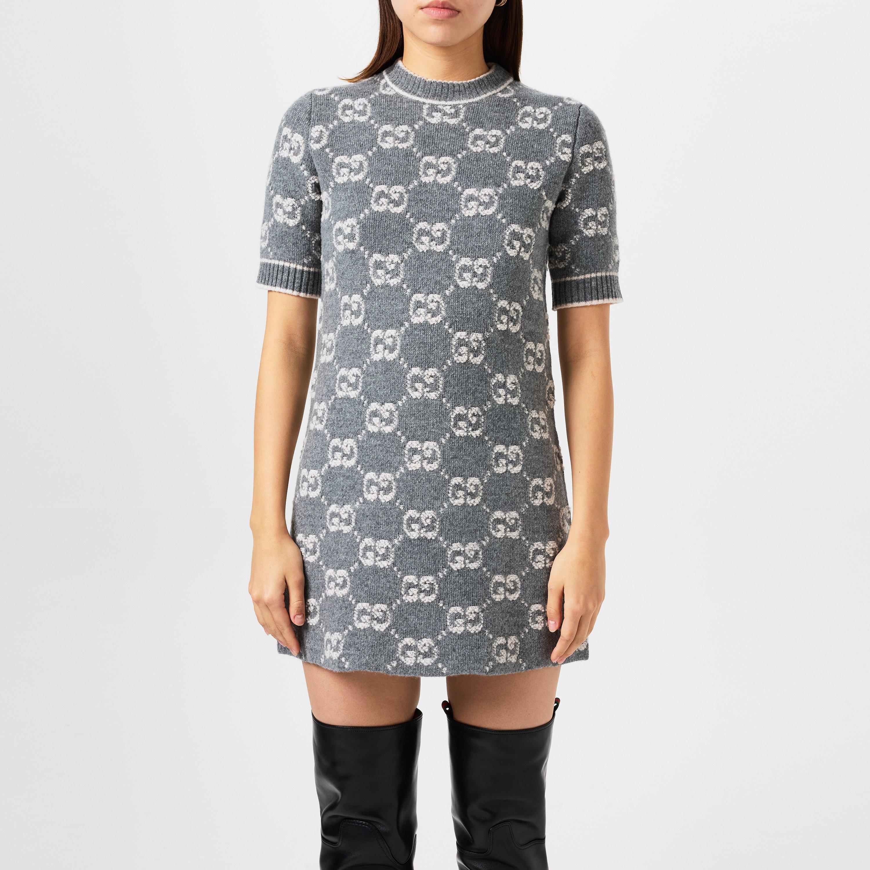 Logo Wool Crew Dress