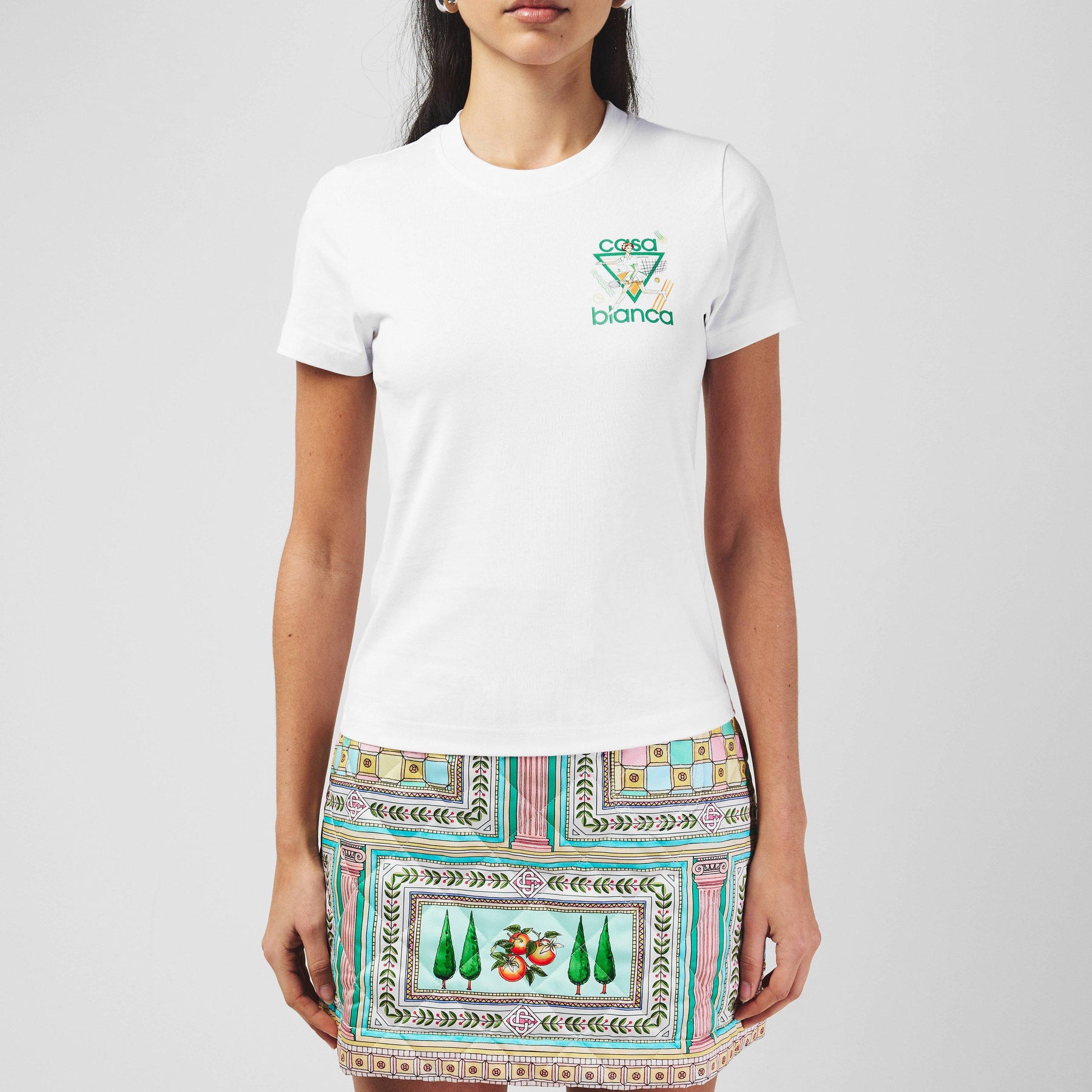 Women's Logo Cotton Cropped Tennis T-Shirt