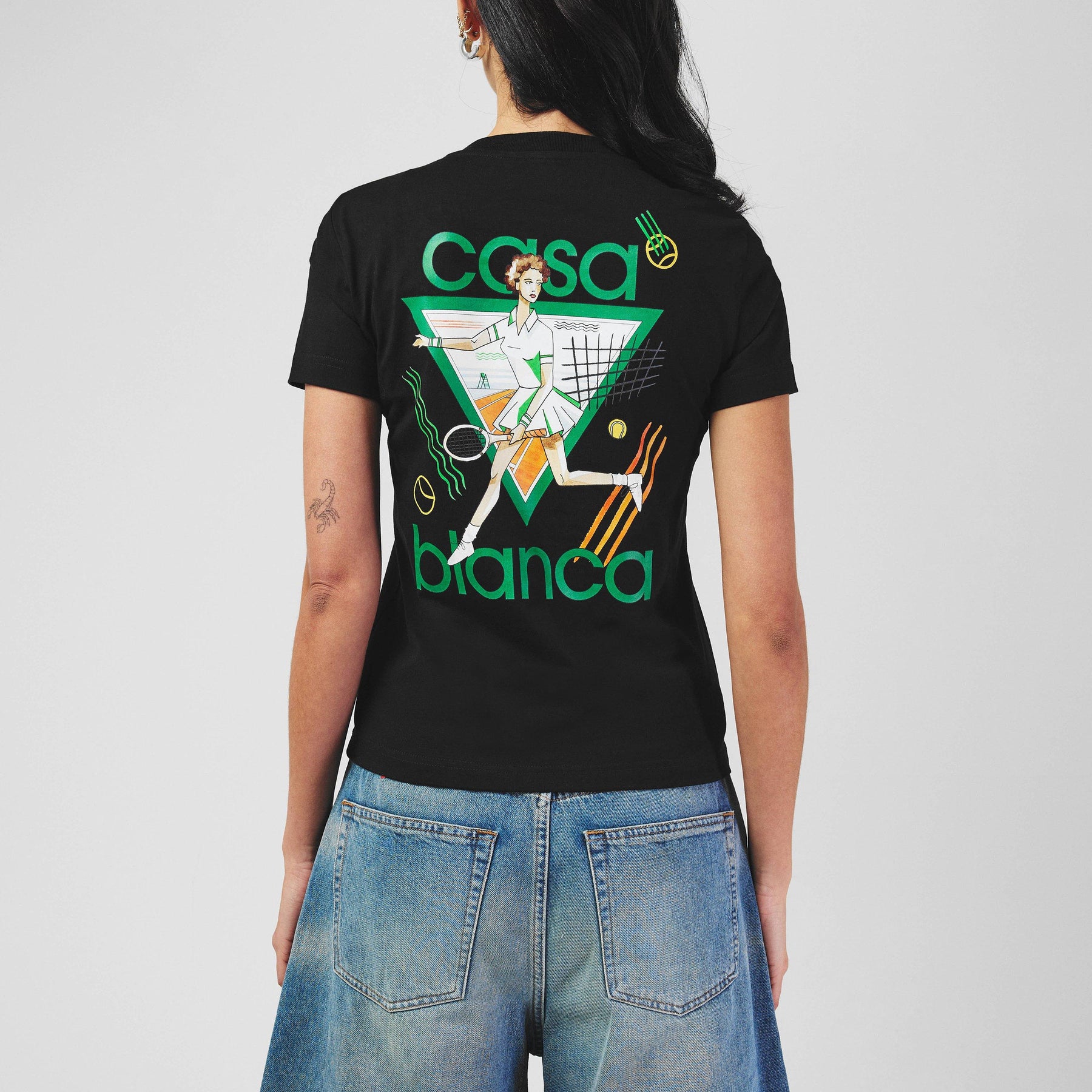 Women's Logo Cotton Cropped Tennis T-Shirt