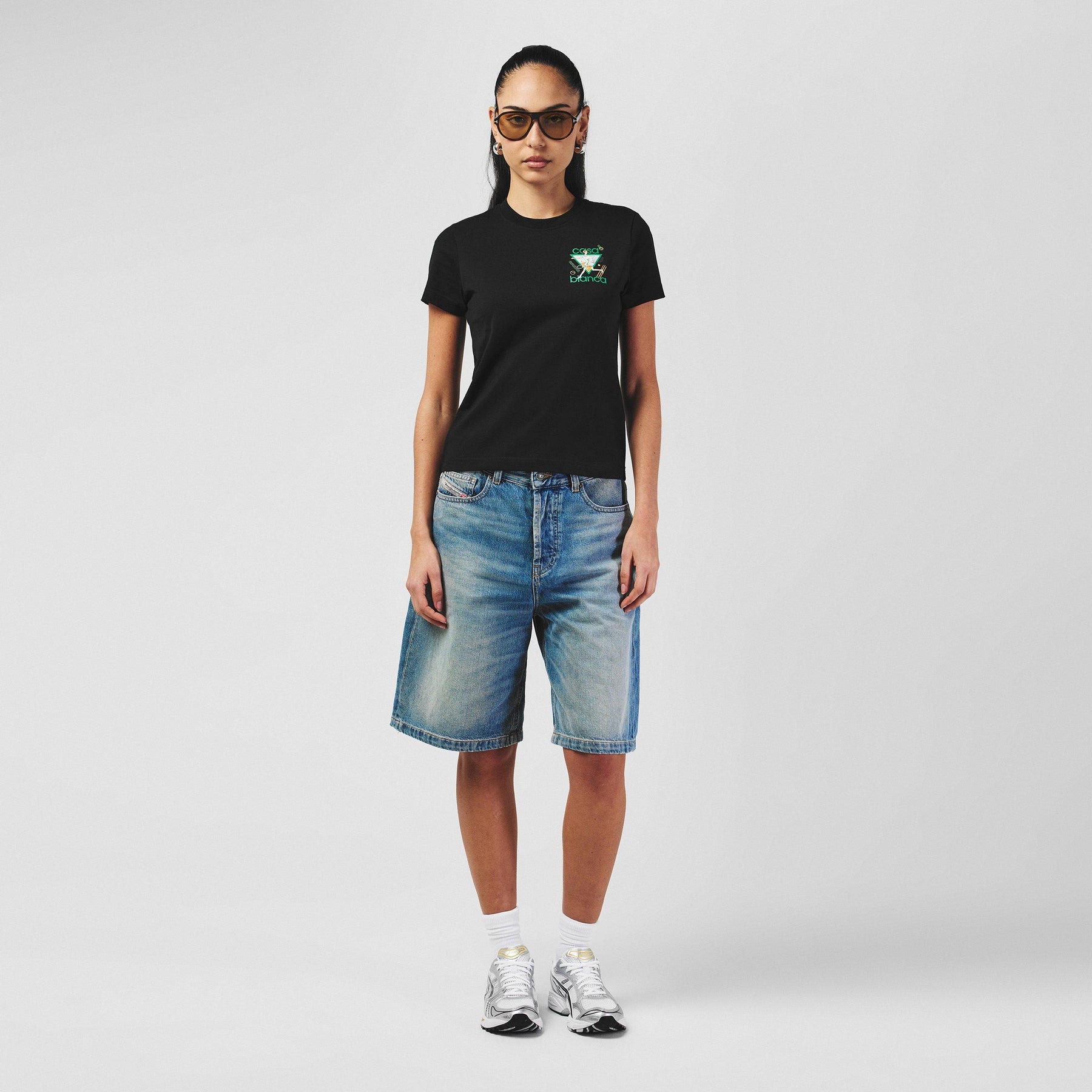 Women's Logo Cotton Cropped Tennis T-Shirt