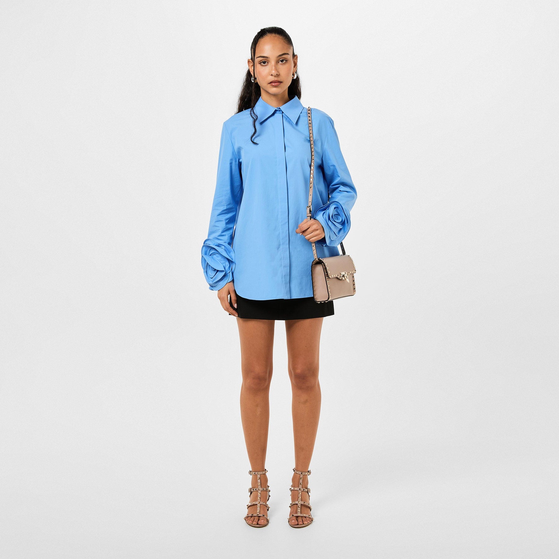 Rose Applique Poplin Shirt