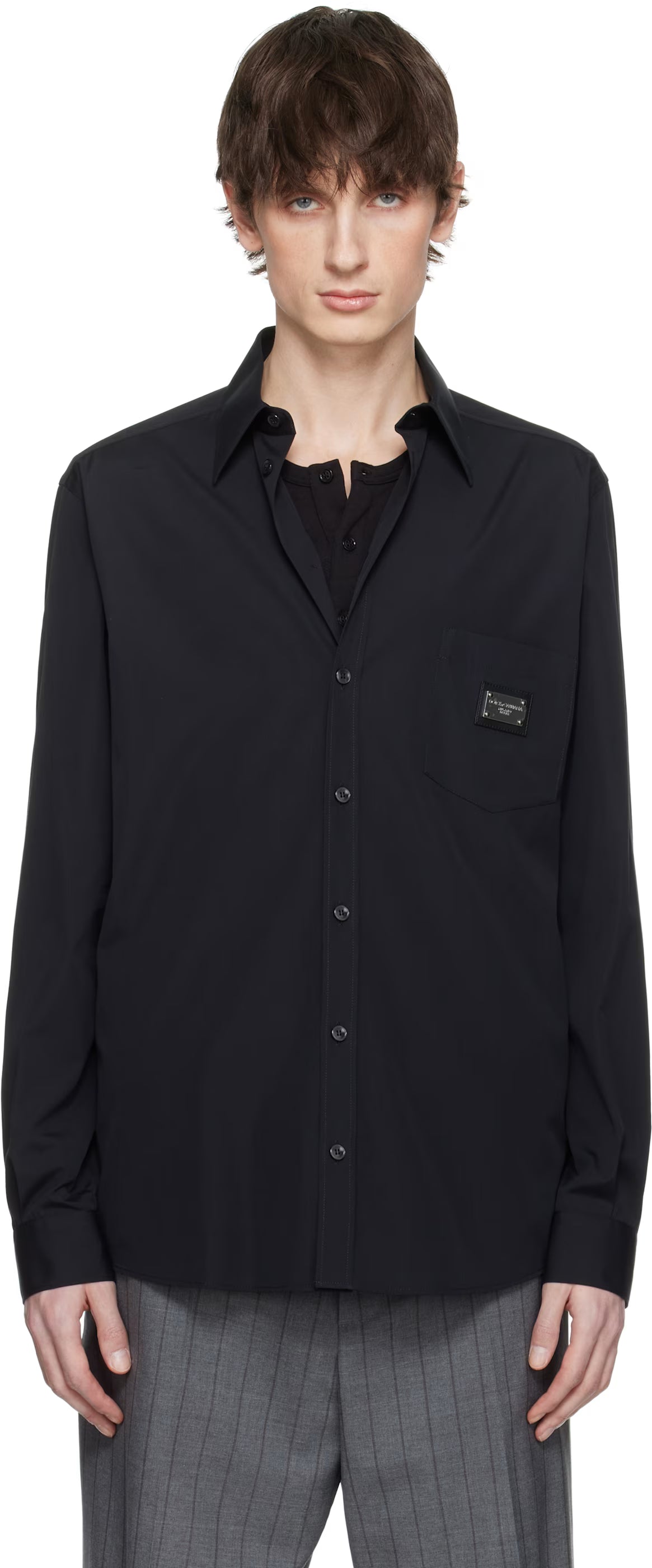 Dolce&Gabbana Black Martini-Fit Shirt