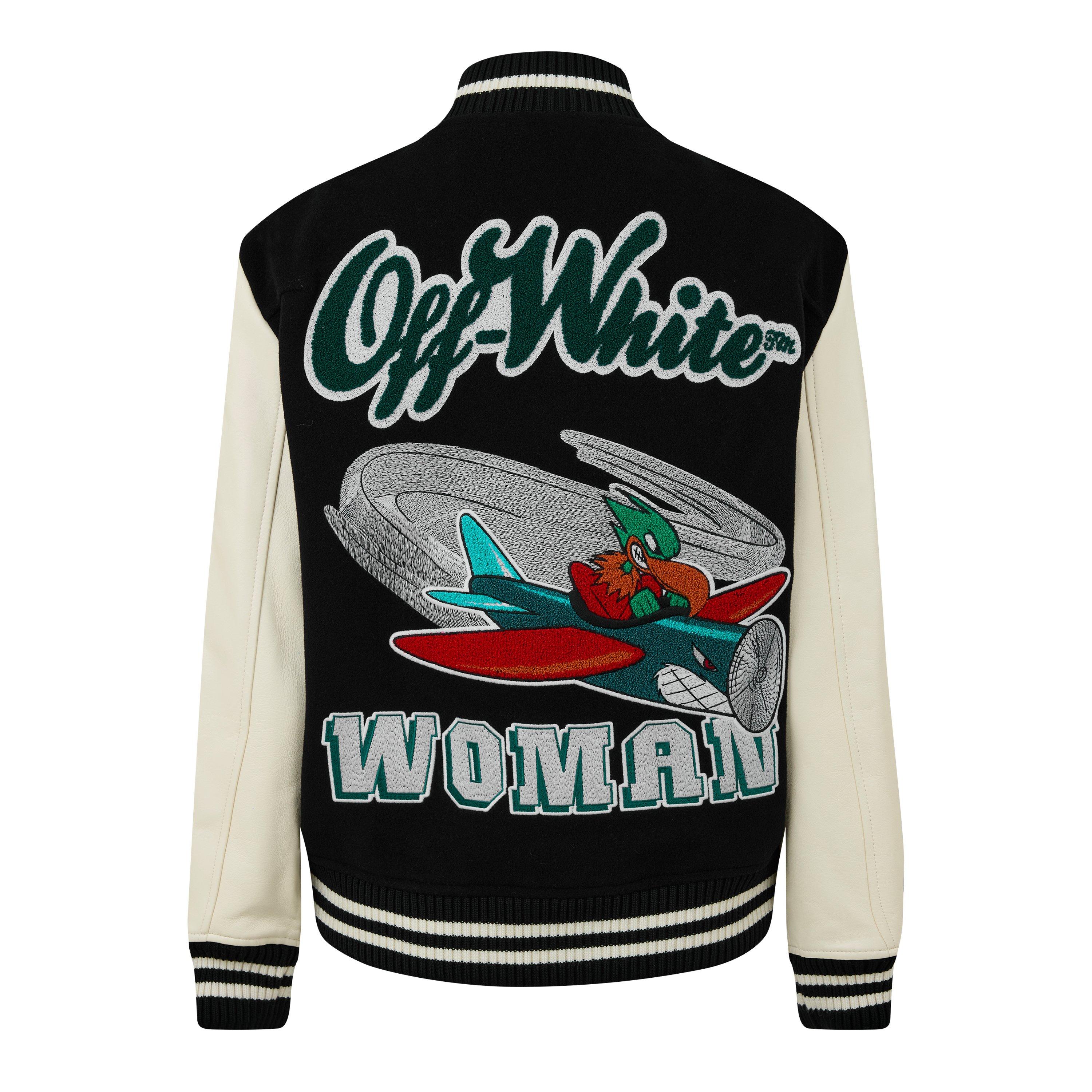 Embr Varsity Wool Leather Long Sleeve Bomber Jacket