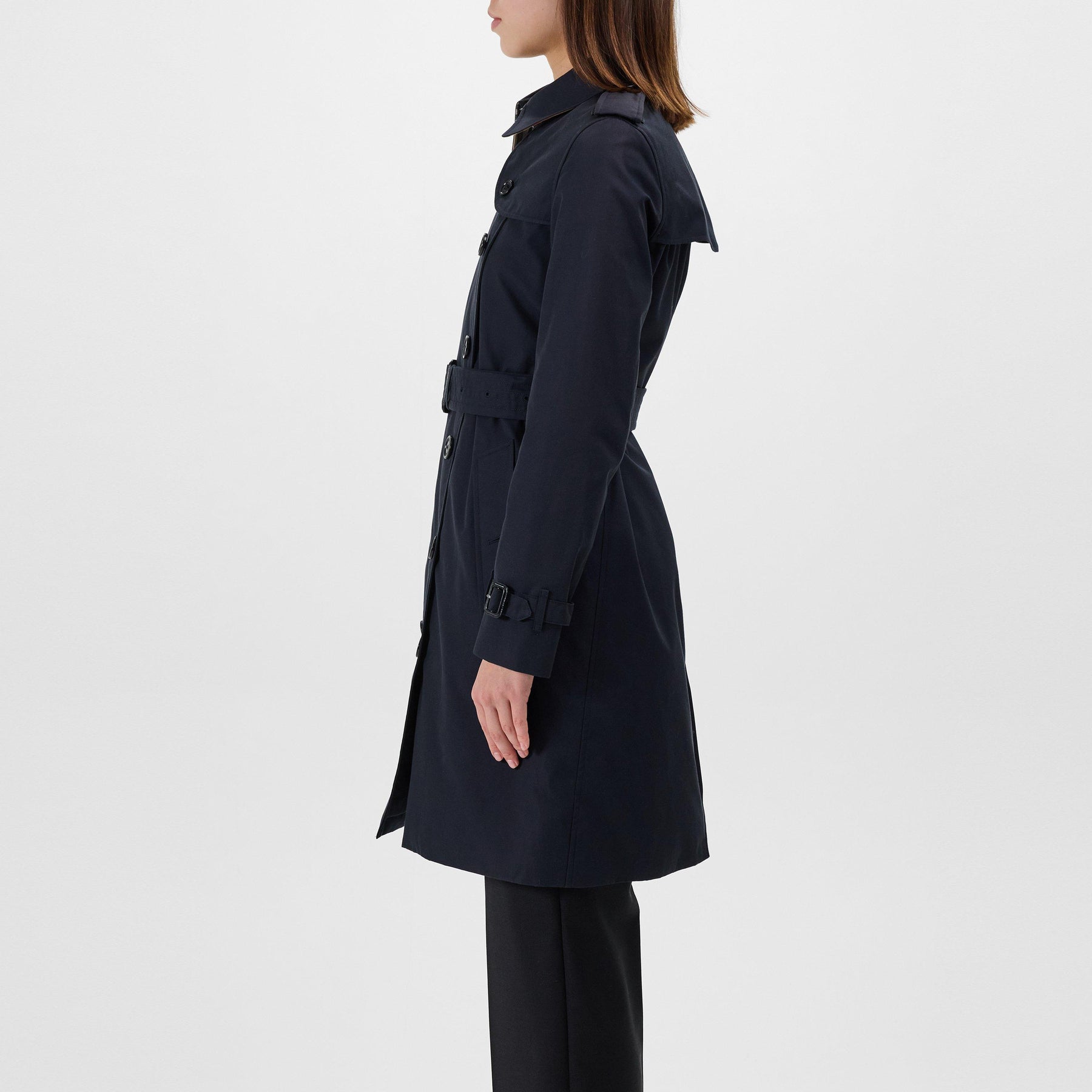 Women's Check Cotton Mid-Length Kensington Trench Coat