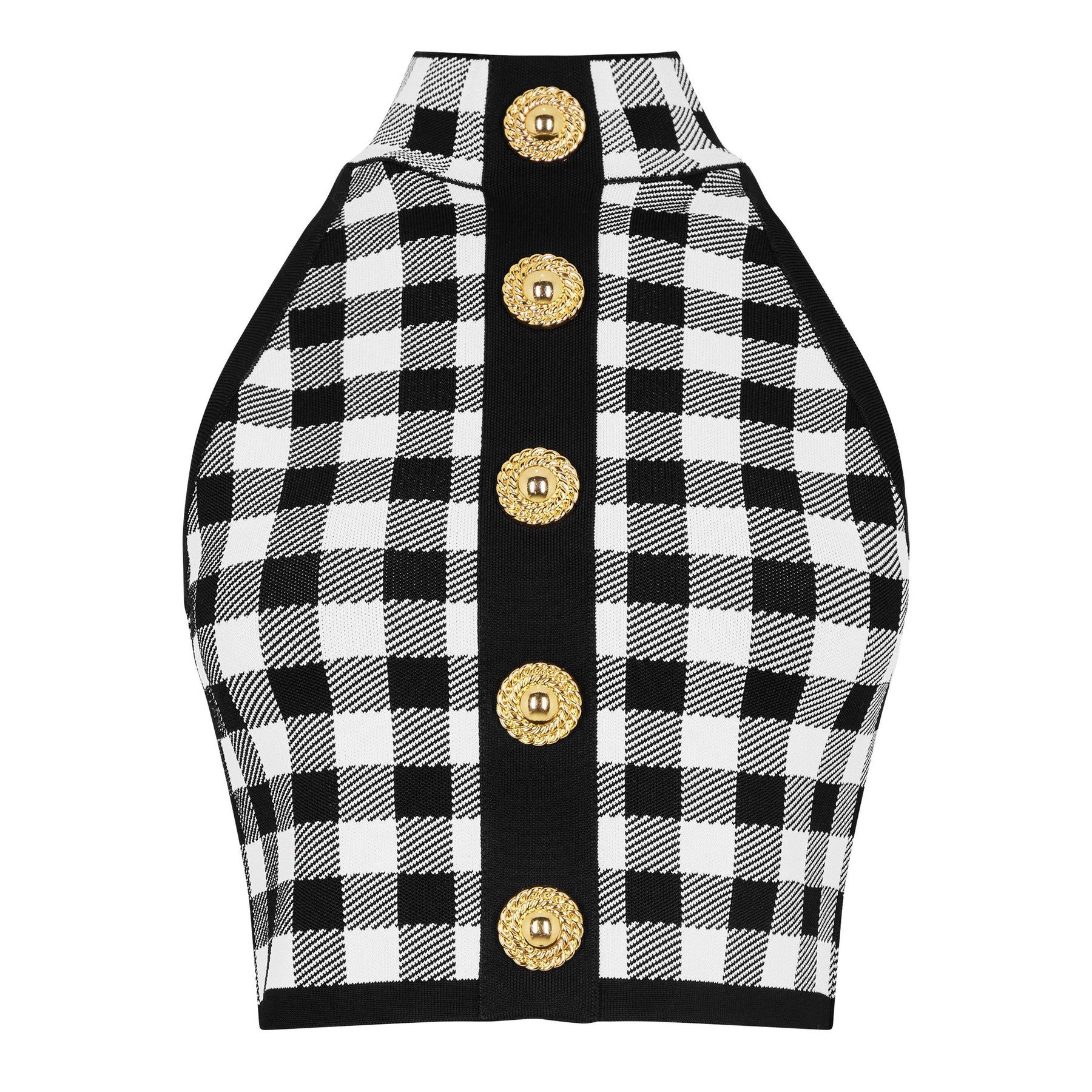 Fine Gingham Knit Tank Top