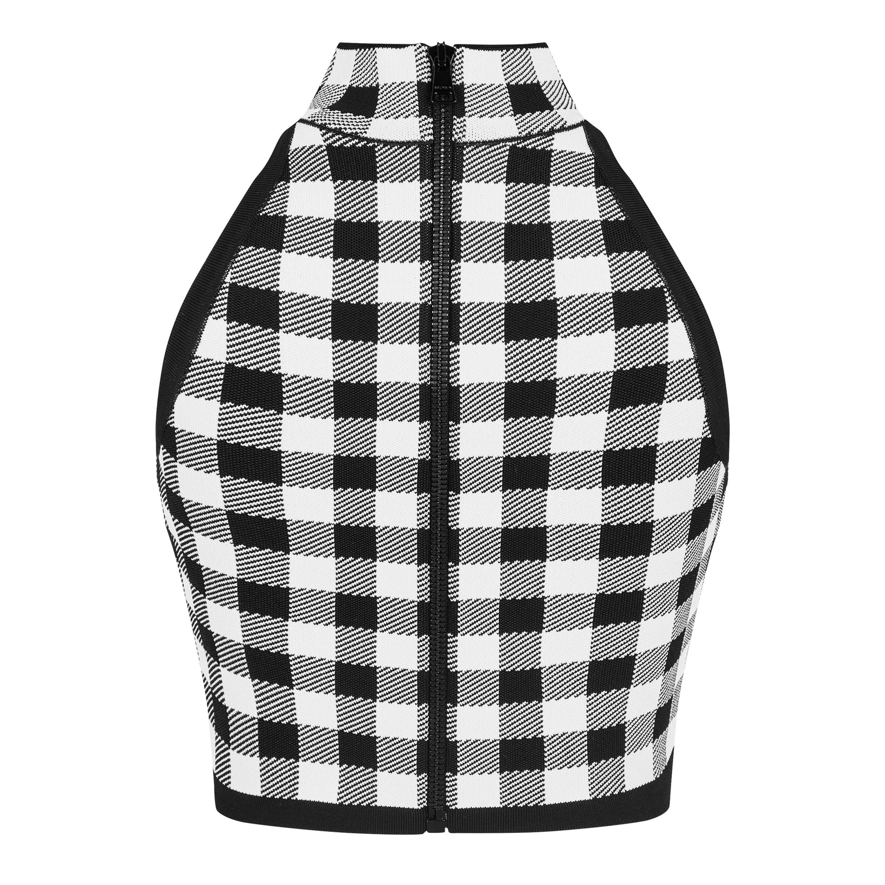 Fine Gingham Knit Tank Top