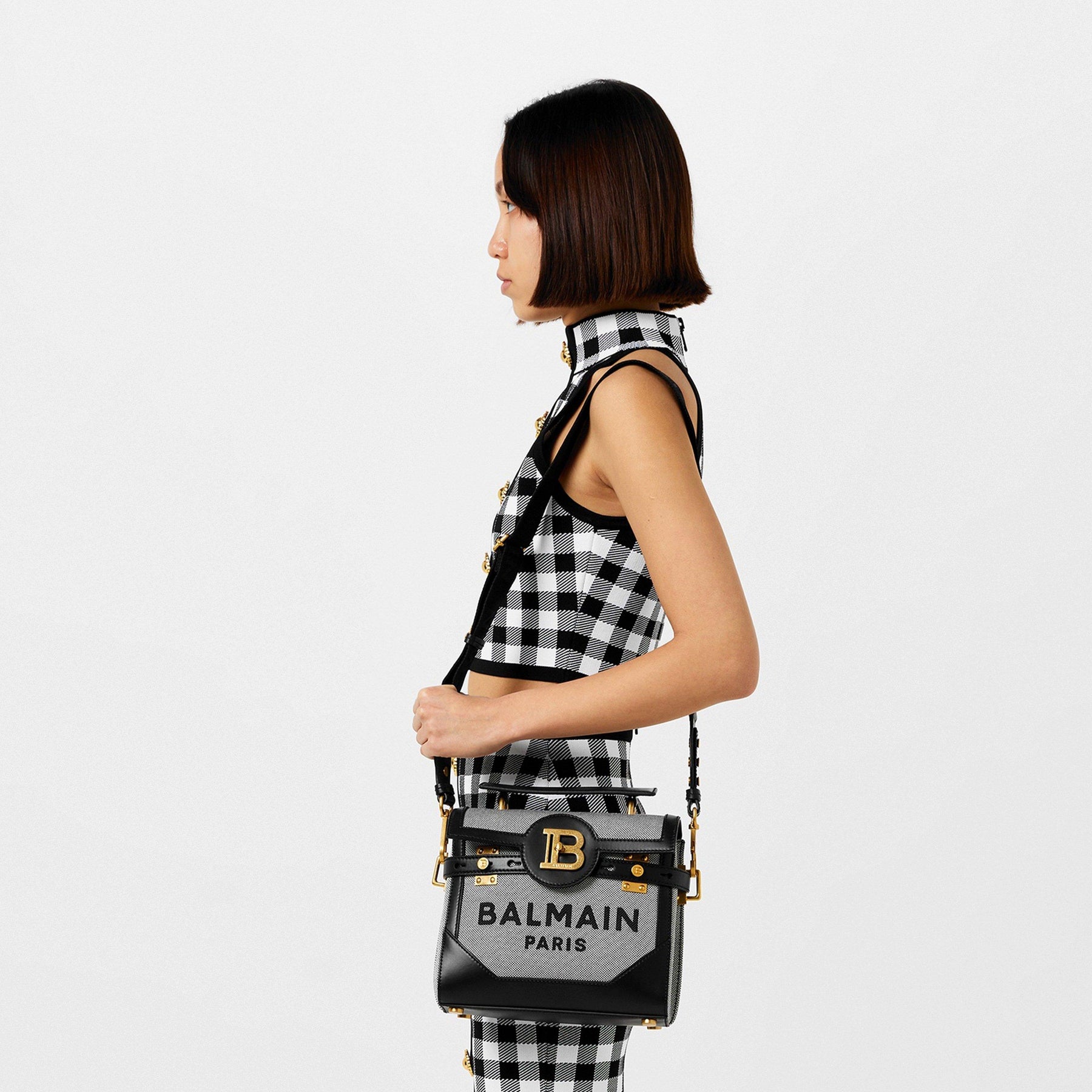 Fine Gingham Knit Tank Top