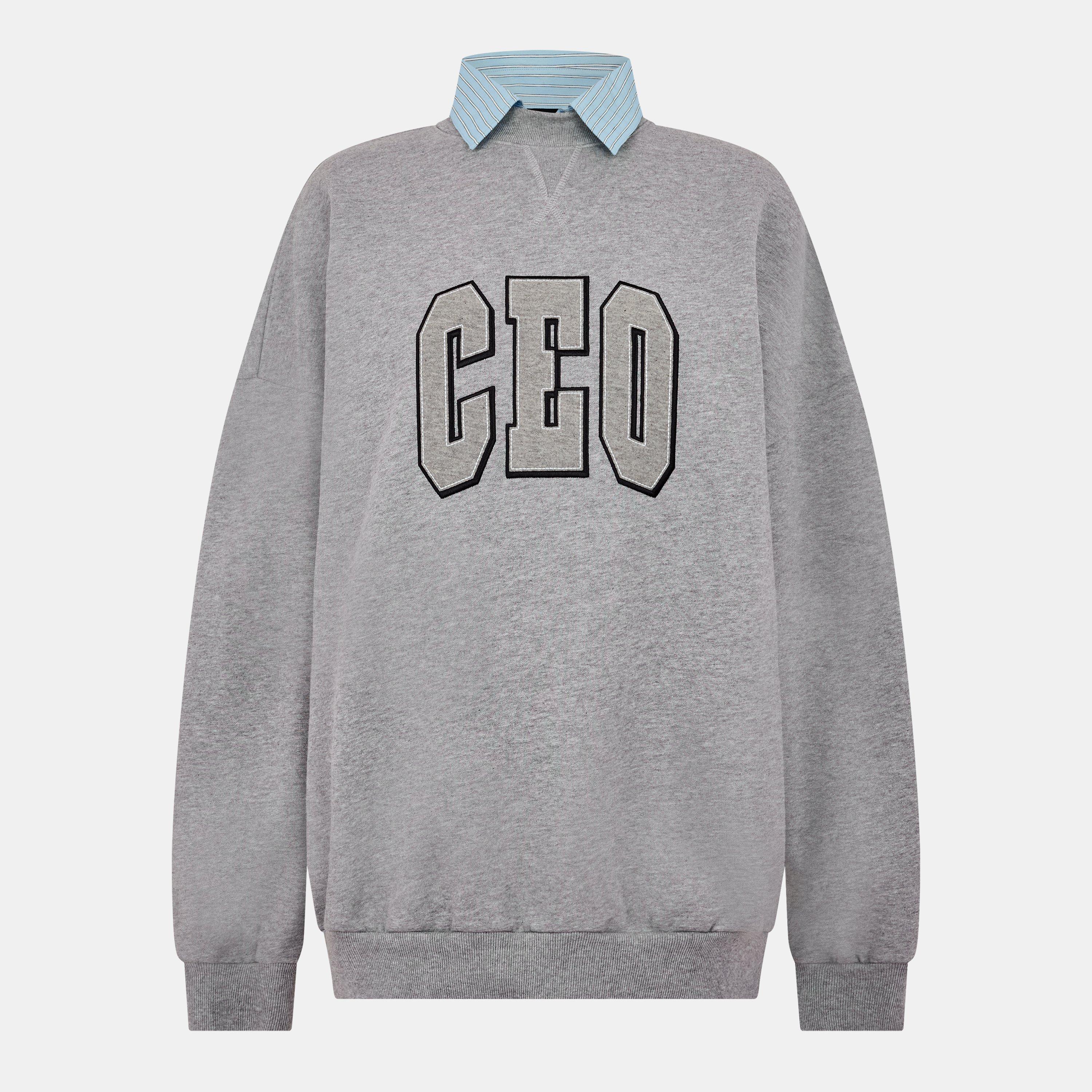 Crew Neck Ribbed Sweatshirt
