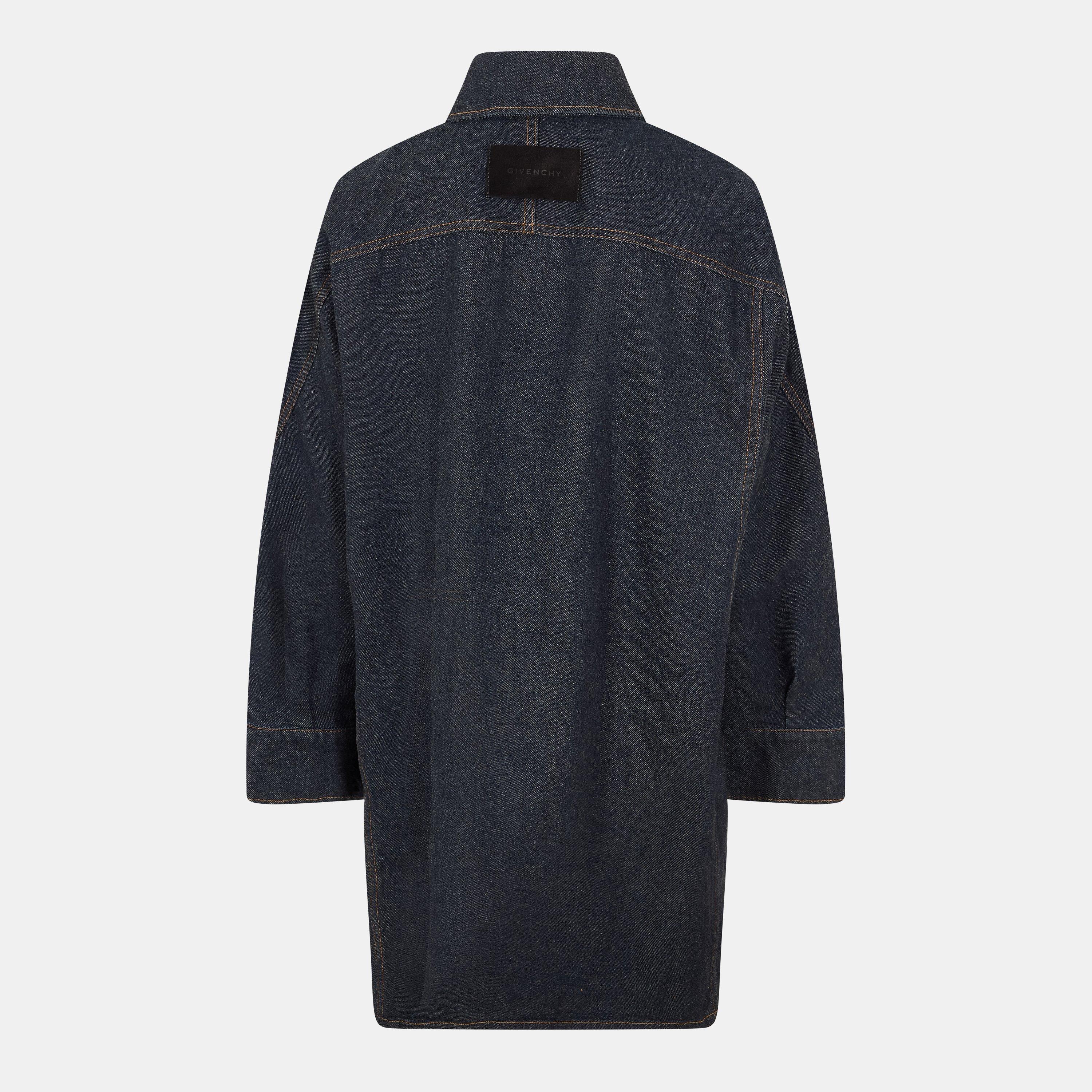Givenchy Denim Cotton Long Sleeve Dark Blue Overshirt
