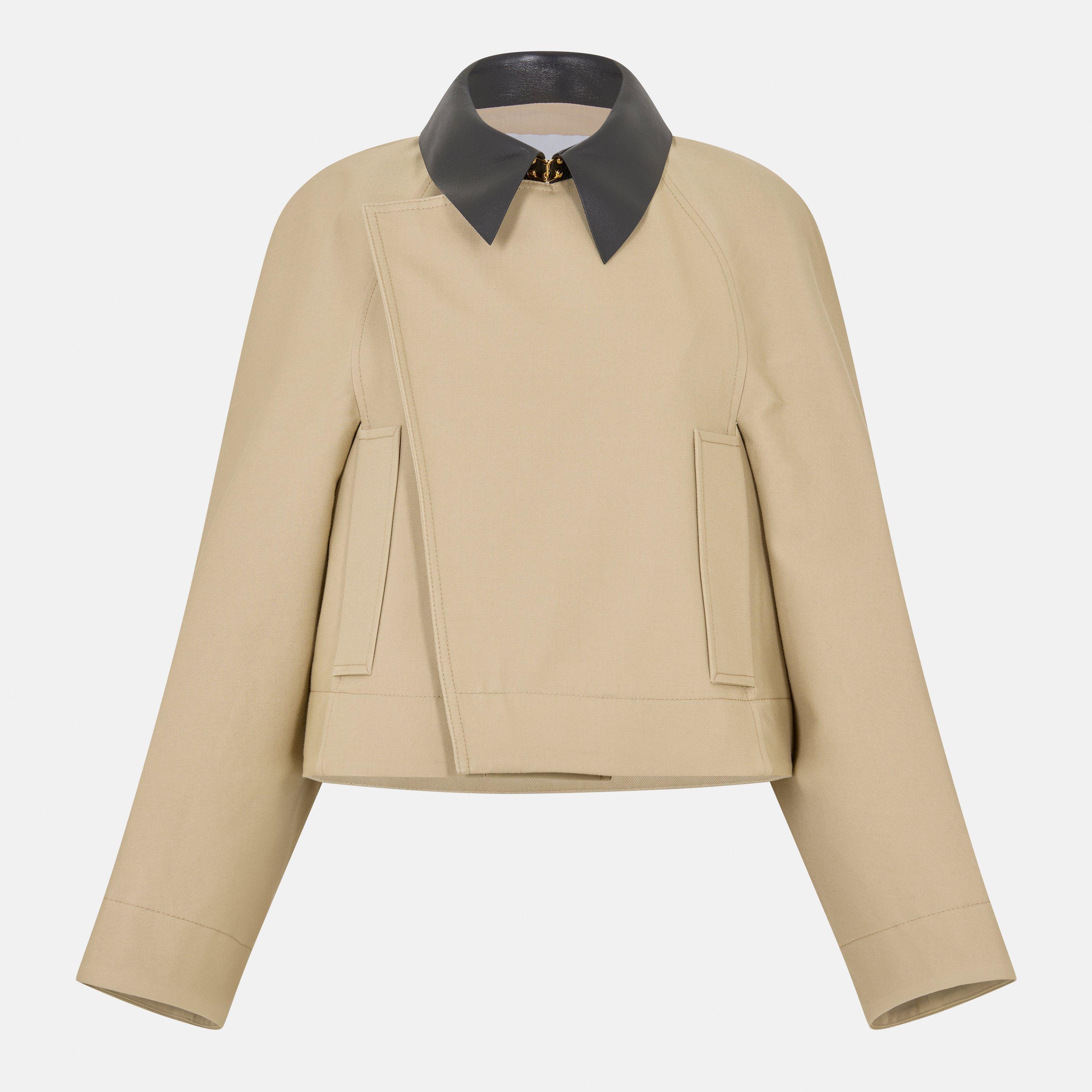 Cropped Peacoat Cotton Long Sleeve Trench Coat
