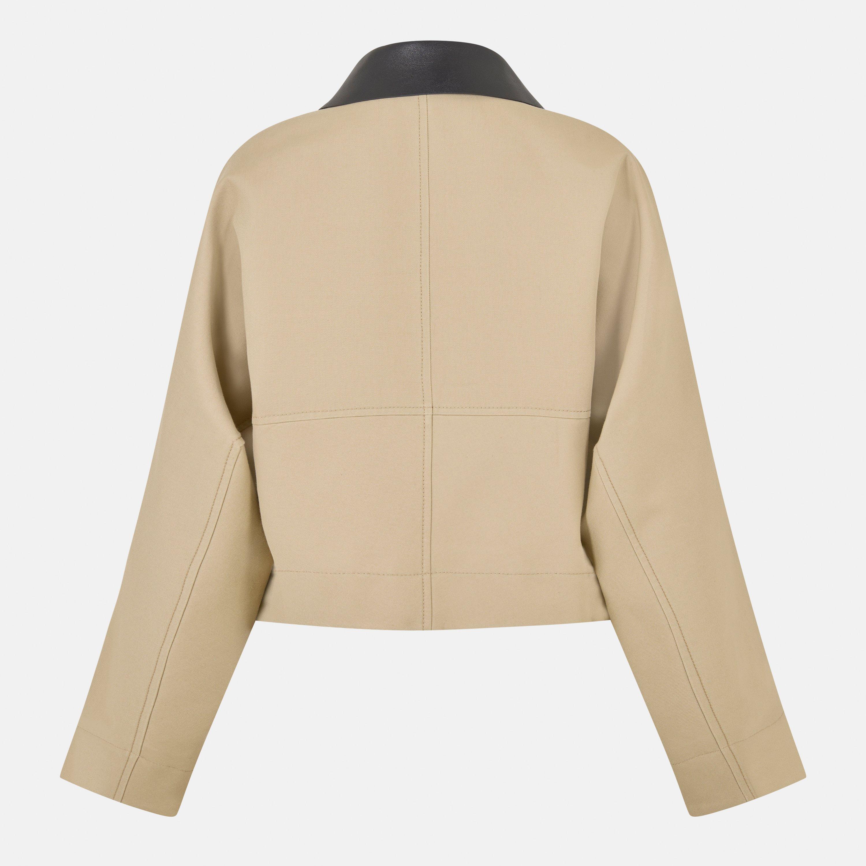 Cropped Peacoat Cotton Long Sleeve Trench Coat