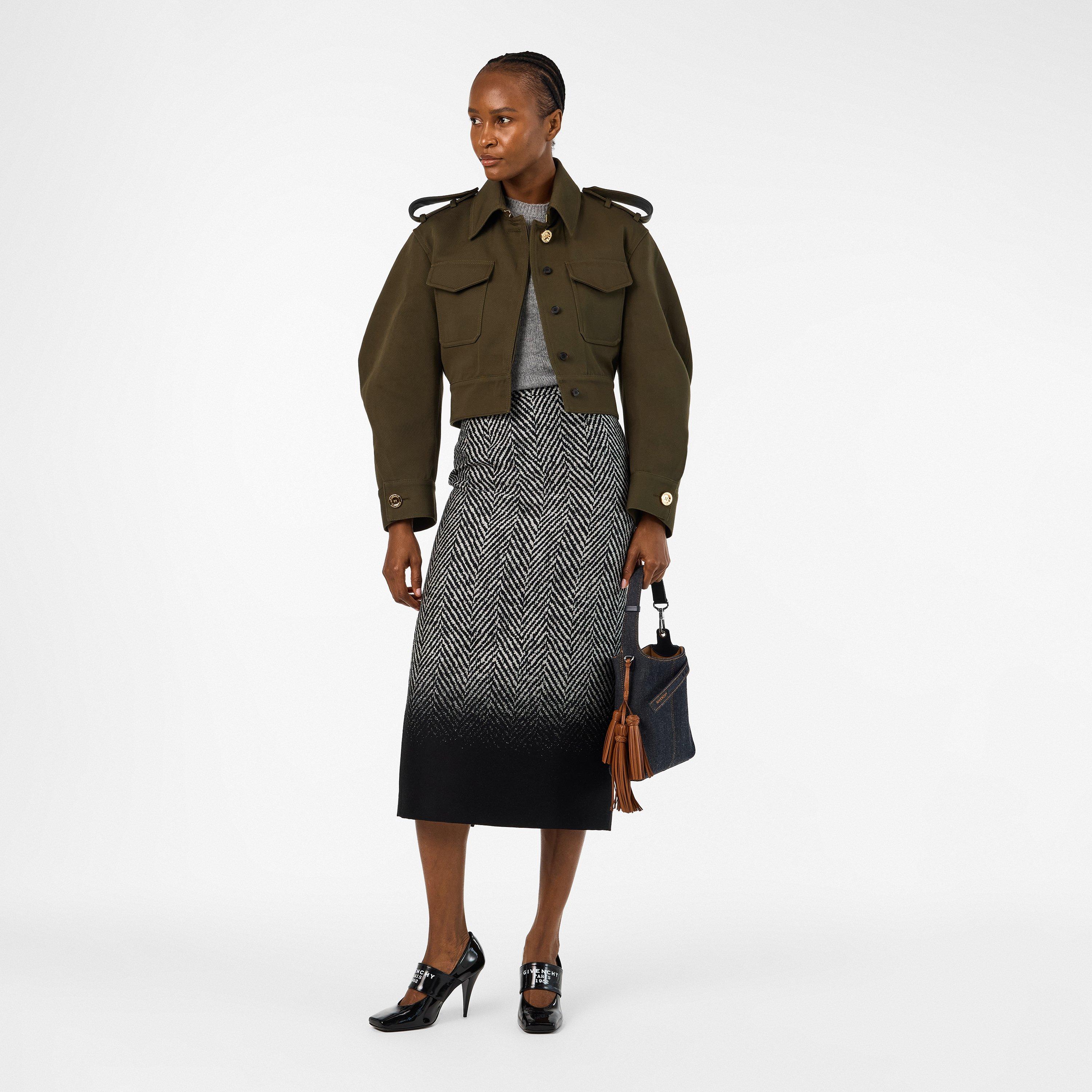 Cocoon Utility Cotton Cropped Long Sleeve Hybrid Jacket