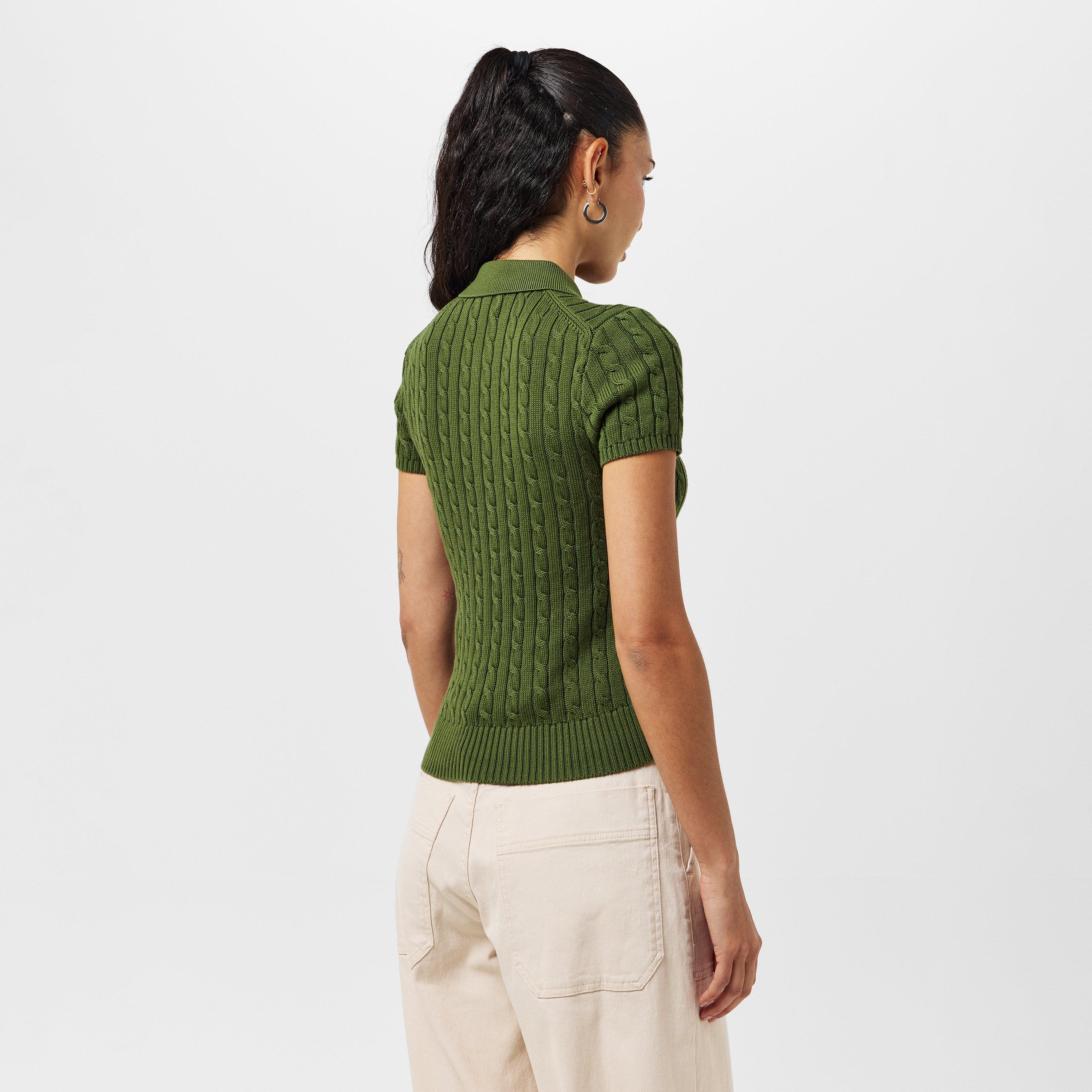 Cable Button Up Short Sleeve Shirt