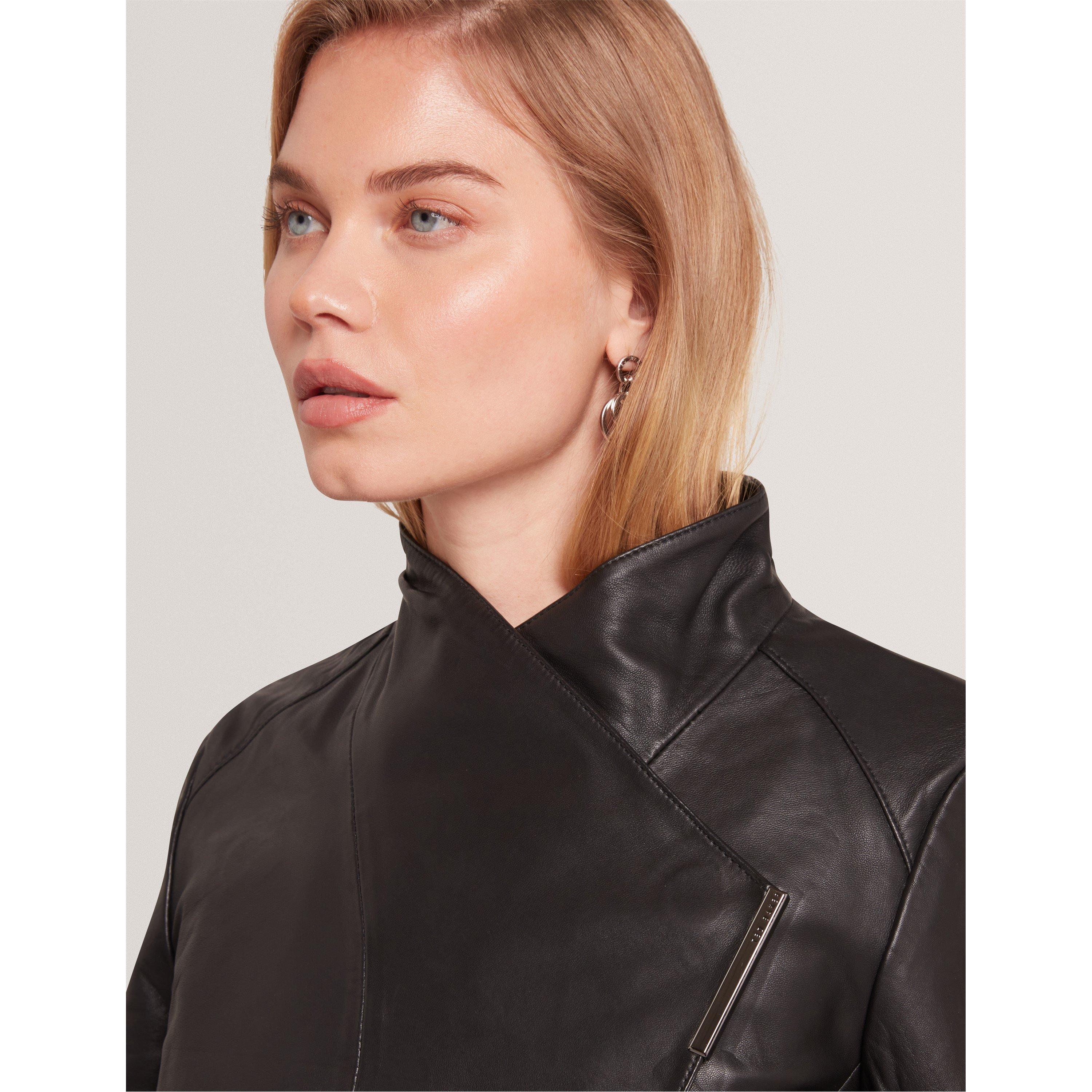 Cropped Leather Overcoat