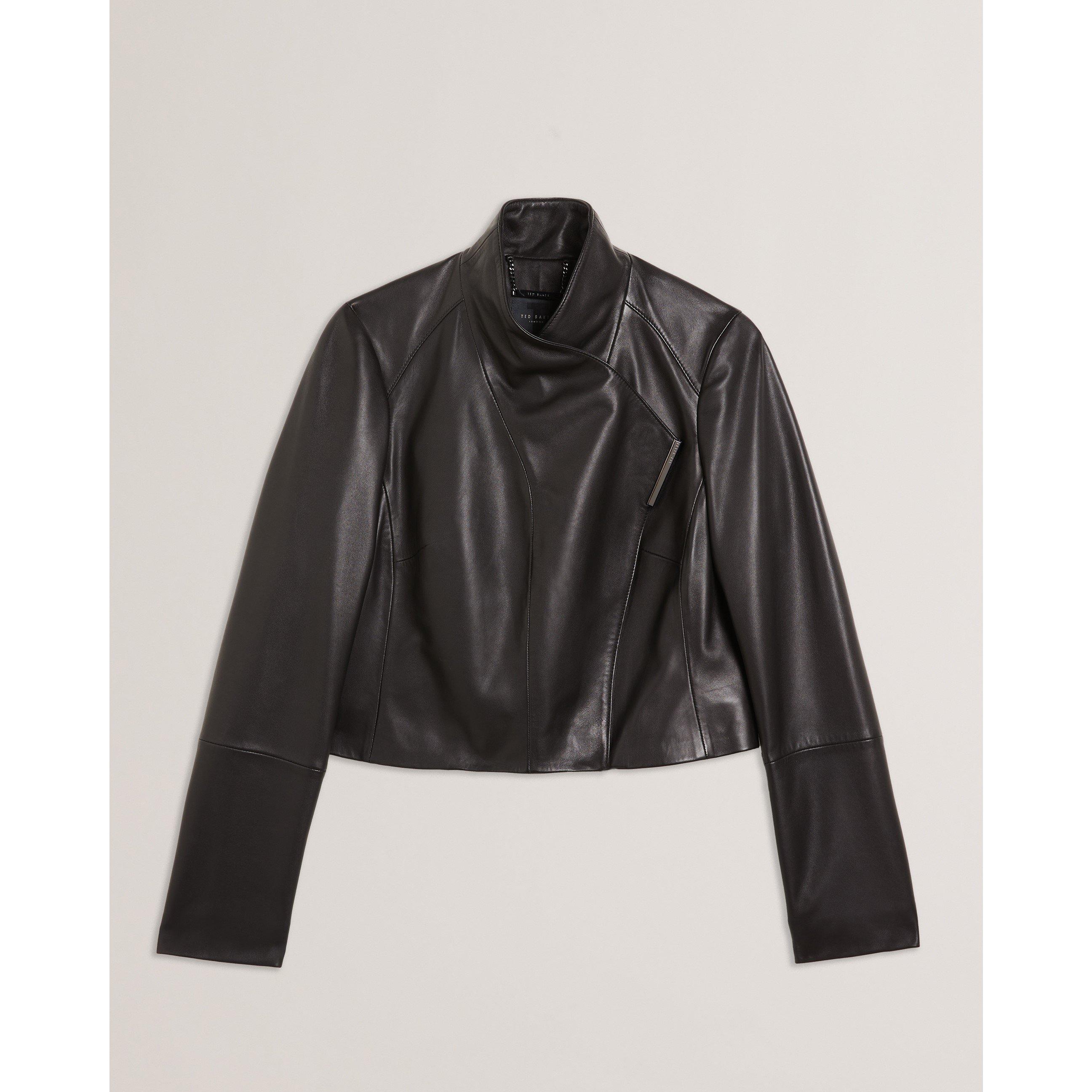 Cropped Leather Overcoat